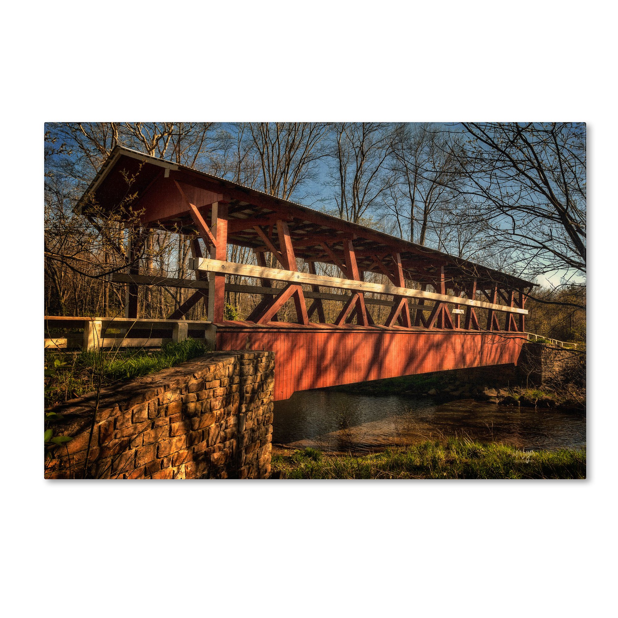 The Colvin Covered Bridge Artwork by Lois Bryan, 12 by 19-Inch Canvas Wall Art