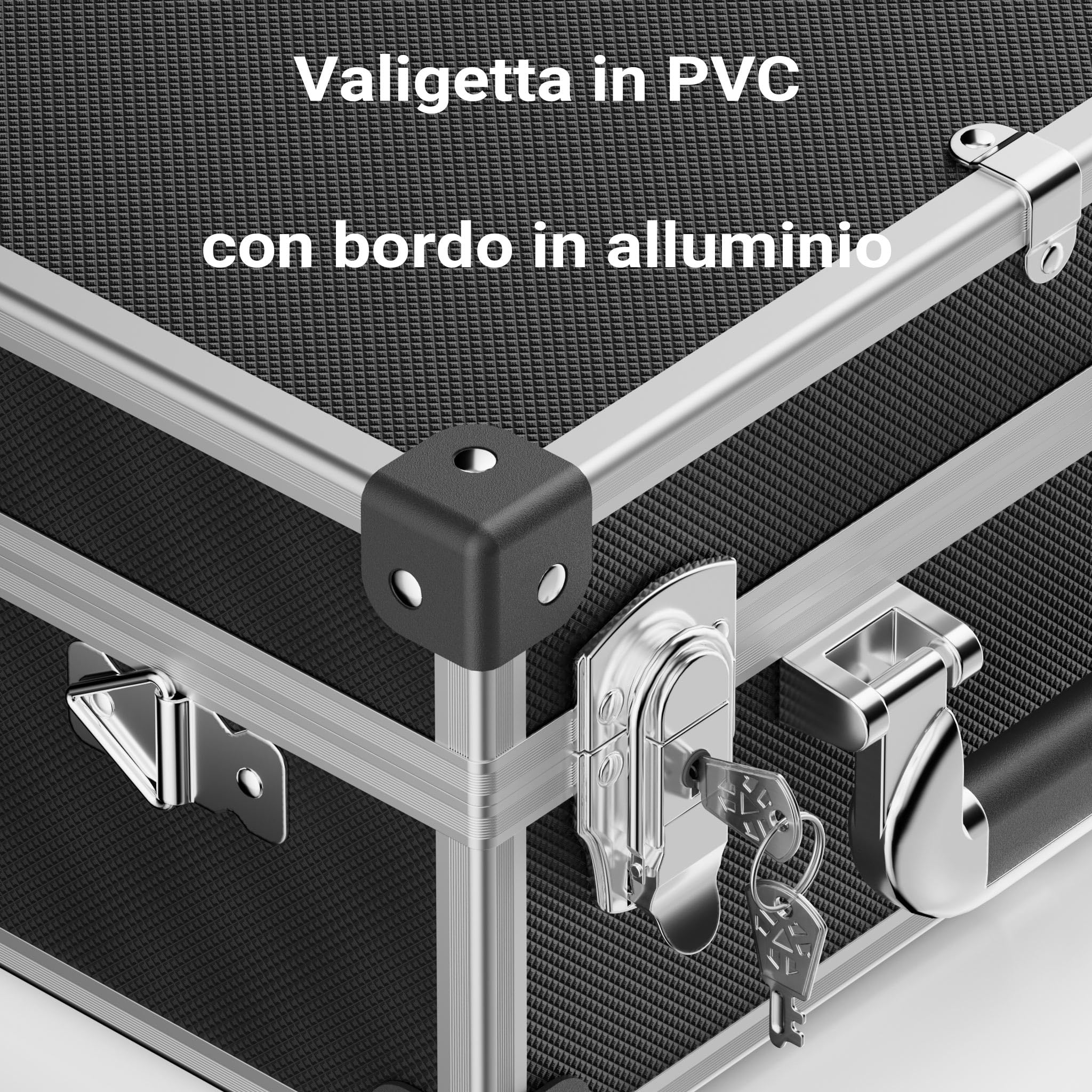 Valigetta di trasporto in PVC ed alluminio 32x23x16cm portaoggetti portattrezzi