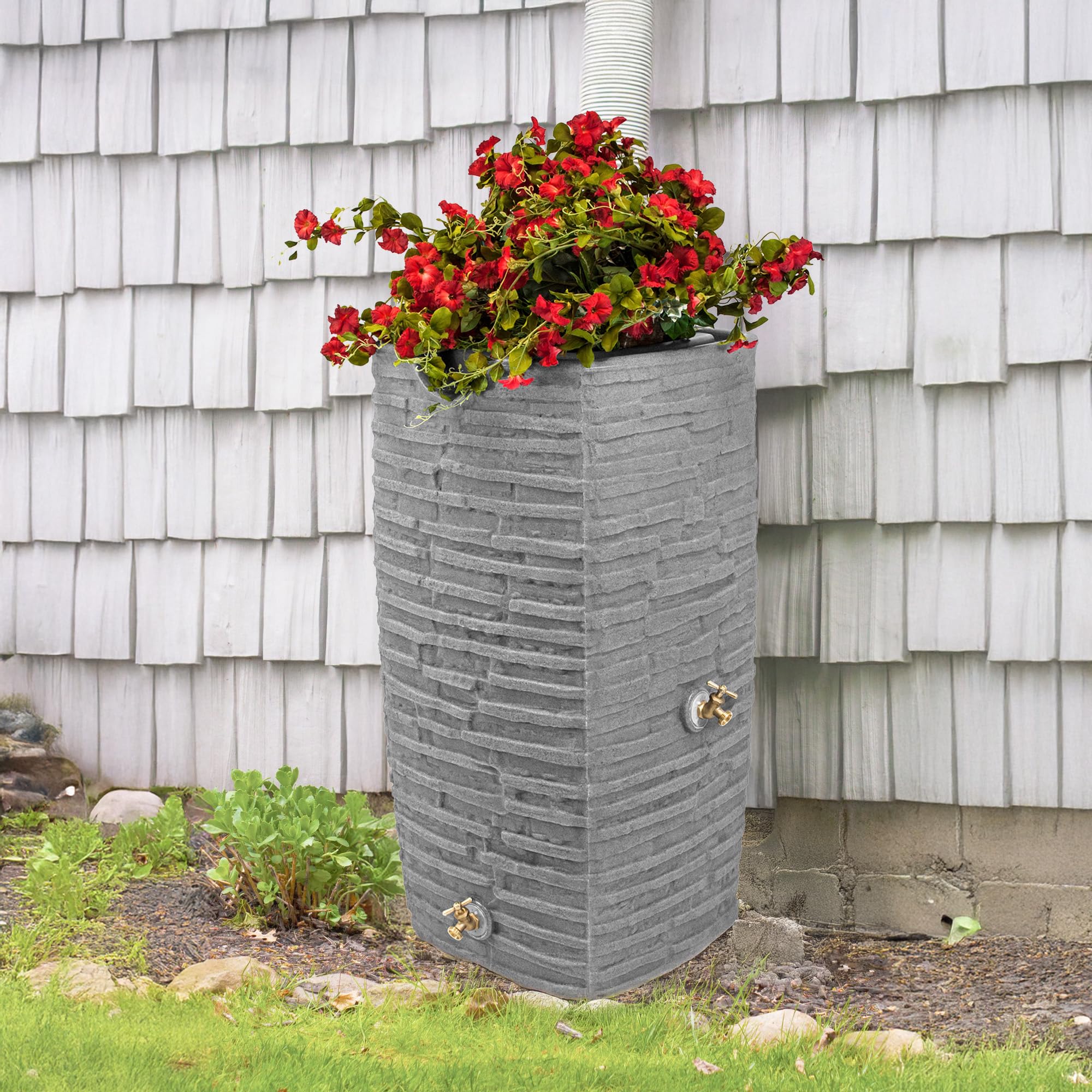 GoodIdeas Good Ideas Impressions Riverwalk Rain Water Collection Barrel, Dark Gr — product photo