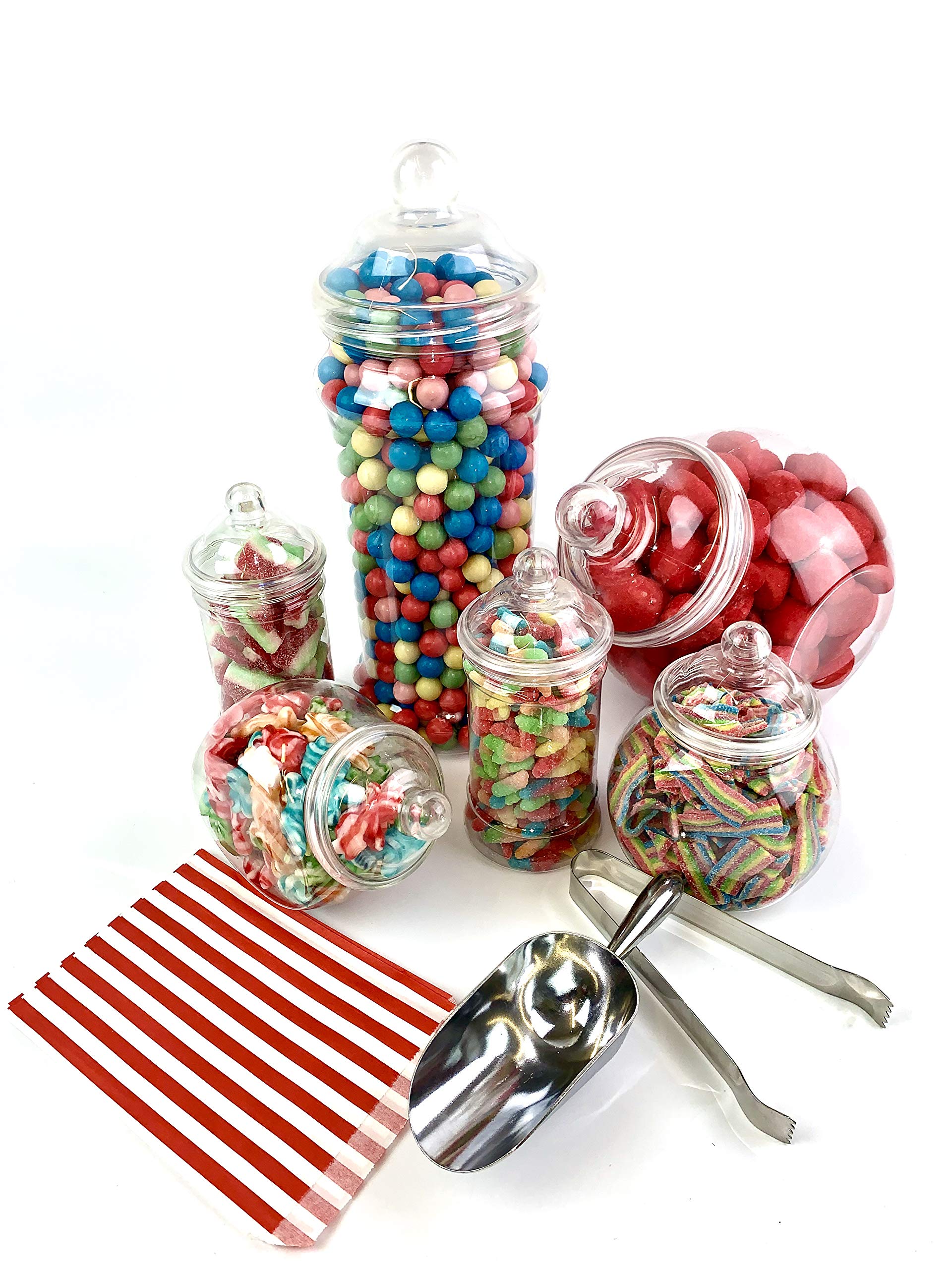 Vintage Victorian Pick & Mix Candy Buffet Kit - 6 Jar Pack & Red Stripe Bags
