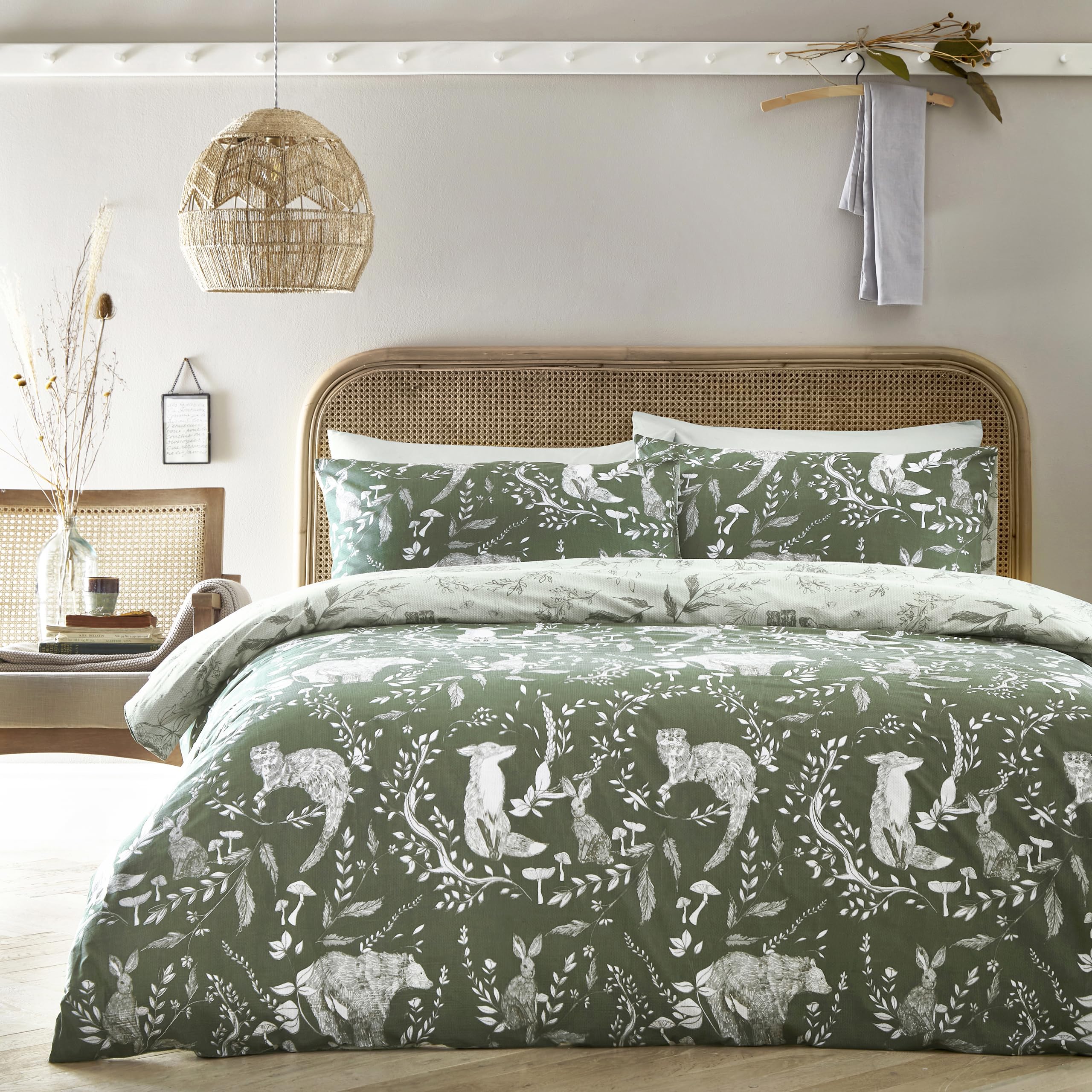furn. Sea Buckthorn Super King Duvet Cover Set Evergreen