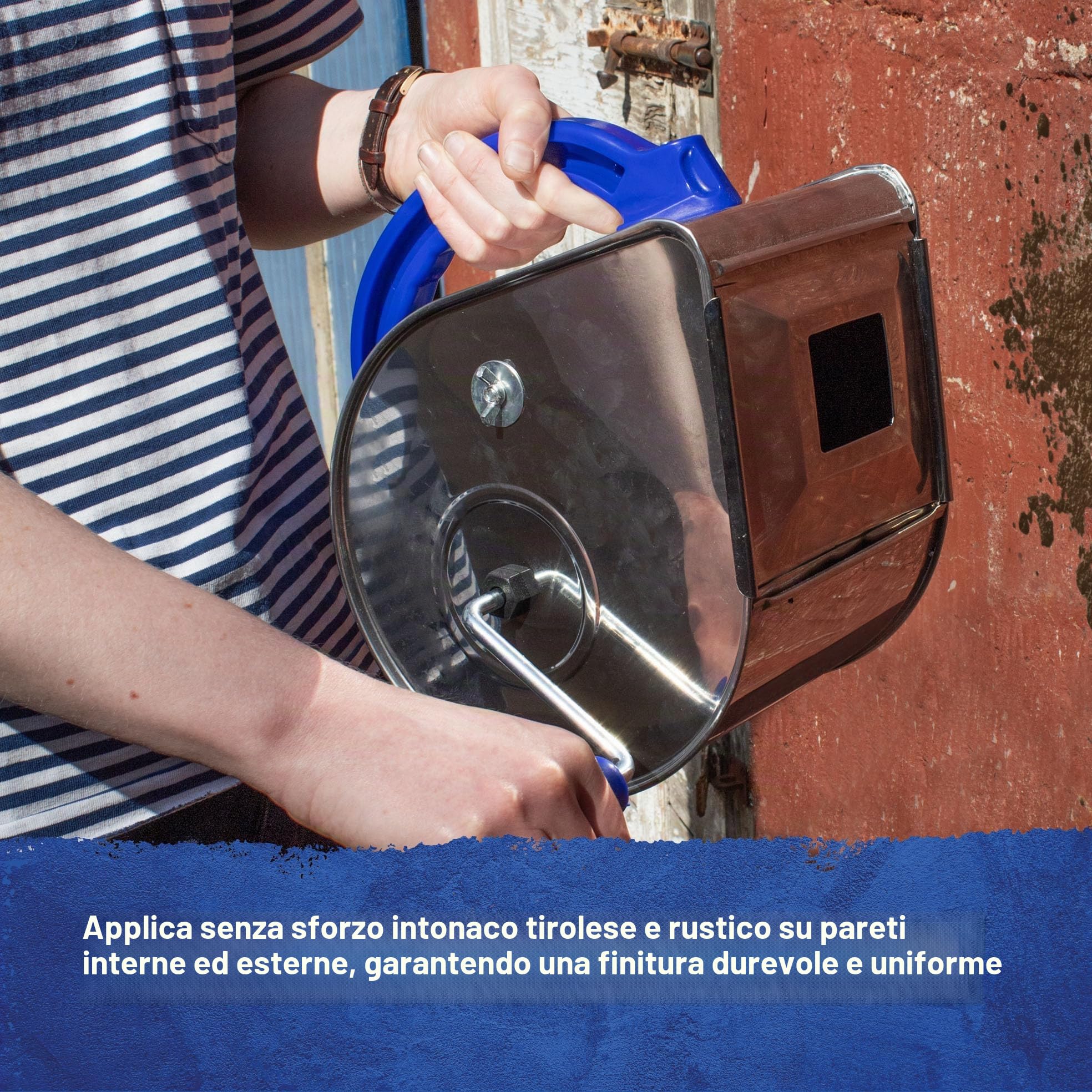 Faithfull Tyrolean Flicker Machine - Spruzzatore manuale in acciaio inox per rivestimenti murali interni ed esterni