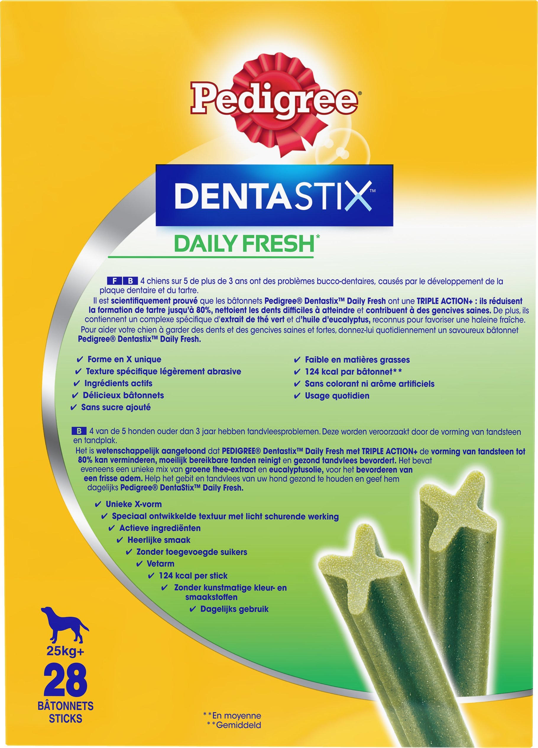 Pedigree Dentastix Fresh - Friandises pour Grand Chien, 112 bâtonnets à mâcher pour l'hygiène bucco-dentaire (4 x 28 bâtonnets)