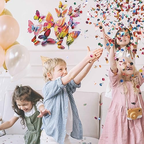 Miniatura 7 de OPSEAM Decoración de pared de mariposa, 2448 unidades, calcomanías de mariposas 3D para decoración de fiestas con imanes (morado, 24)