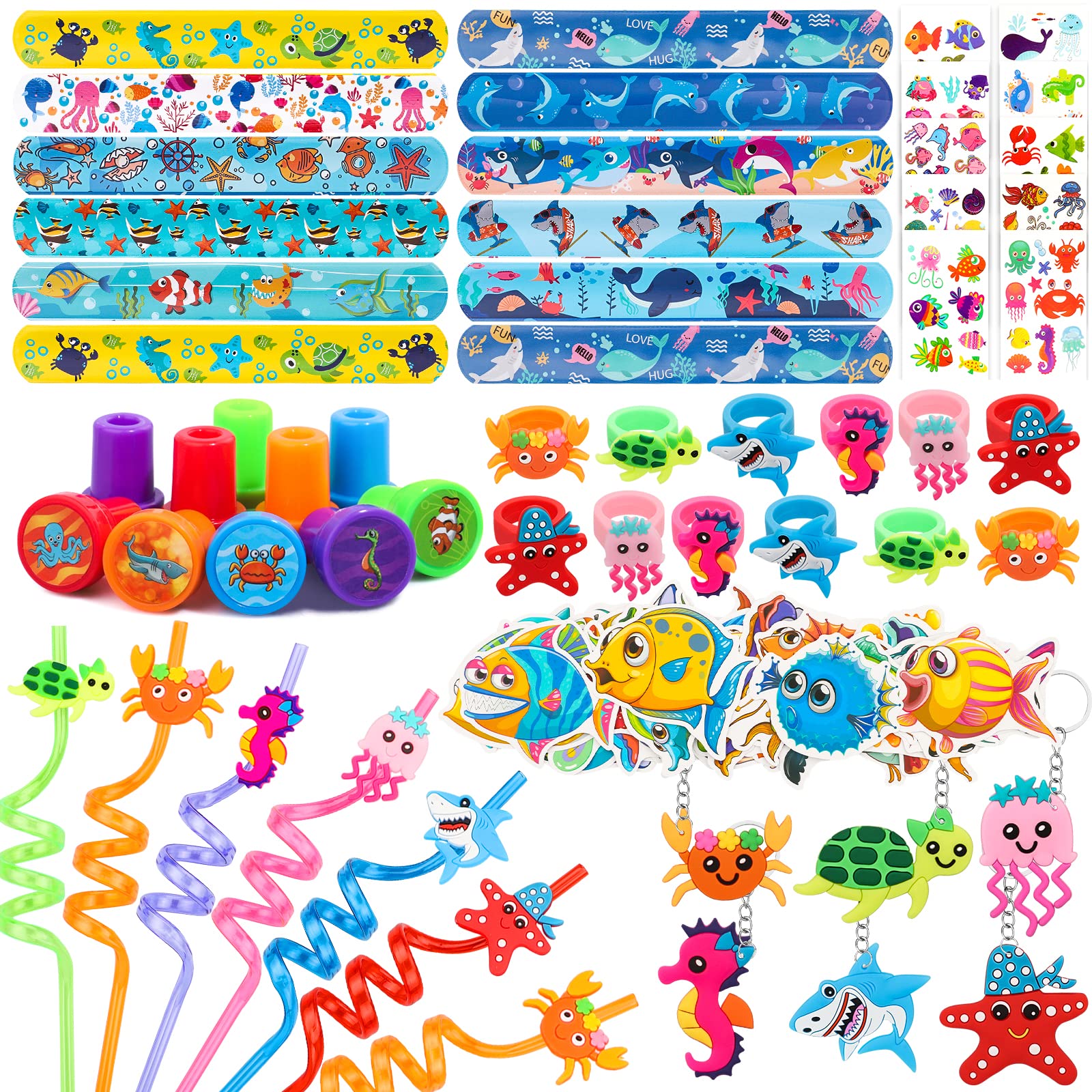 Under the Sea Party Favors for Kids, Ocean Sea Animals Drinking Straws, Cute Sea Animal Party Favors for Birthday Party Supplies School Rewards Prize for Kids