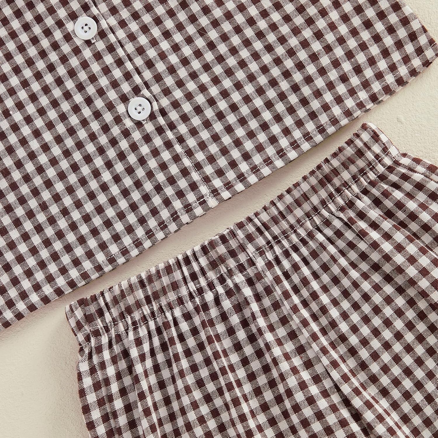 Toddler Girls Spring Outfit Peter Pan Collar Sleeveless Plaid Vest Tops Elastic Waist Pants Set Kids Summer Clothes - Image 6