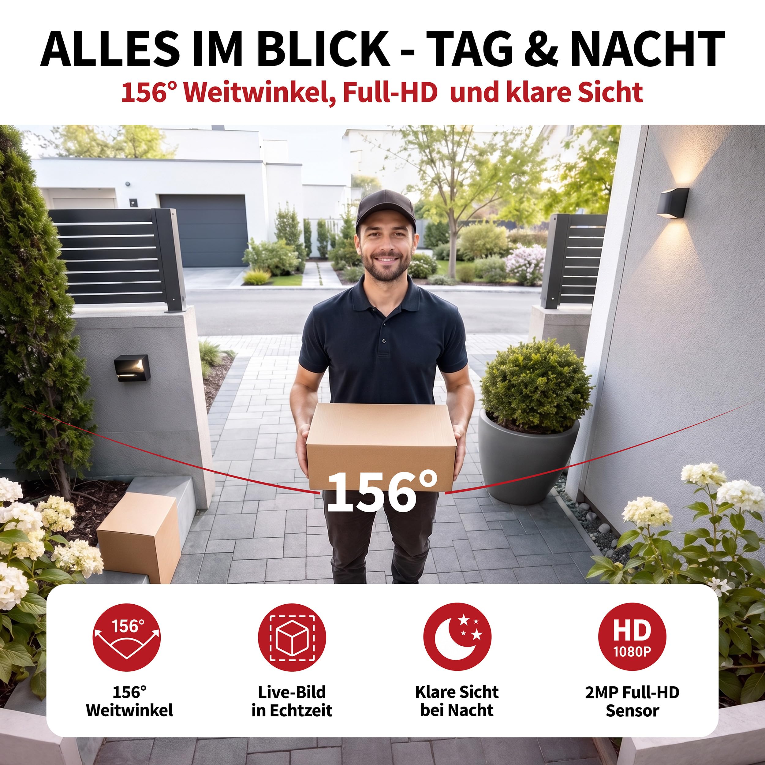GVS Video Türsprechanlage 2-Familienhaus - 3X 7 Zoll Monitor | Smarte Video Türklingel mit Kamera und Monitor - Gegensprechanlage mit Türöffner (AVS1289A)
