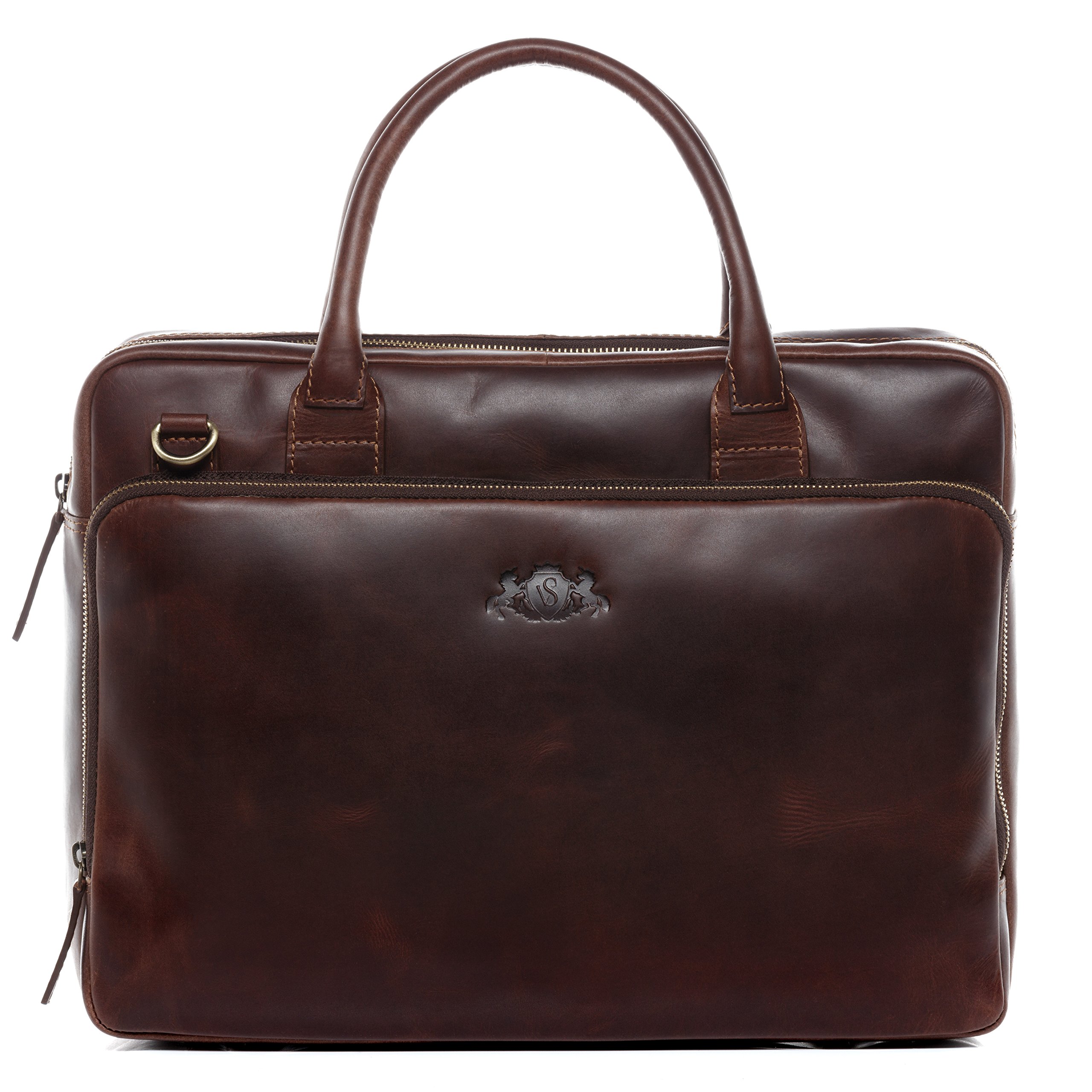 SID & VAIN® Borsa tracolla porta pc vera pelle RYAN grande XL cartella laptop computer portatile 15" Messenger porta-documenti Università Scuola Ufficio Lavoro Business uomo donna cuoio