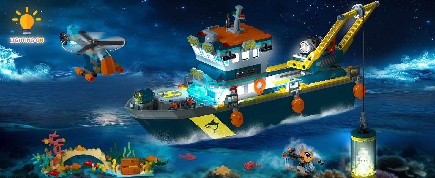 Amazon.com: HiWEEGO City Floatable Boat Building Set with LED