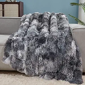 GONAAP Fuzzy Faux Fur Throw Blanket Twin Size Tie-dye Marble Black Super Soft Cozy Plush Fuzzy Shaggy Blanket for Couch Sofa Bed (Tie-dye Marble Black, Twin(60"x80"))