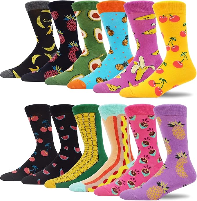 MAKABO Men's Fun Dress Socks Colorful Funny Novelty Casual Crew Socks