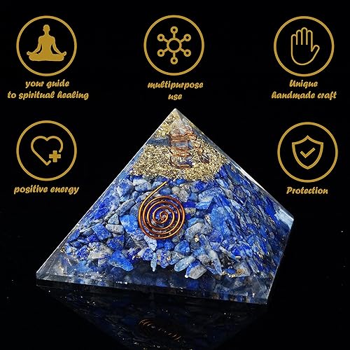 Miniatura 4 de Crocon Pirámide de energía de cristal orgánico de piedras preciosas Feng Shui para atraer energías positivas, regalo espiritual y decoración del