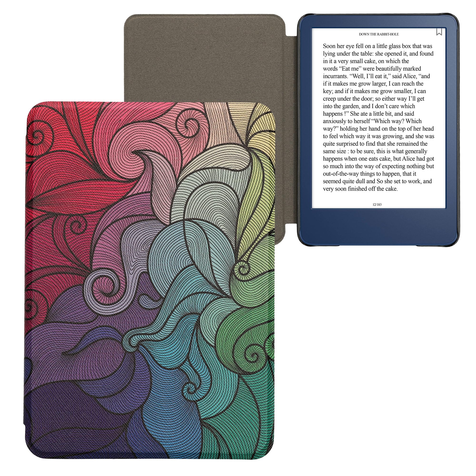 kwmobile Étui Compatible avec Amazon Kindle (2022/2024) Coque - Étui à Rabat magnétique Tablette eReader Similicuir - Fuchsia-Bleu-Vert