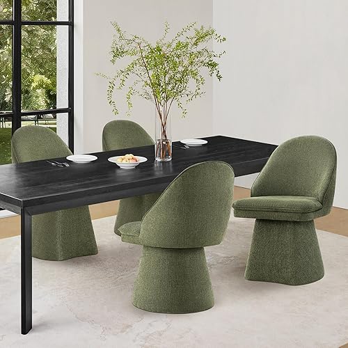 Miniatura 47 de Juego de 4 sillas de comedor giratorias, tapizadas de mediados de siglo con respaldo alto, sillas de cocina de tela de lino para comedor, Una tela