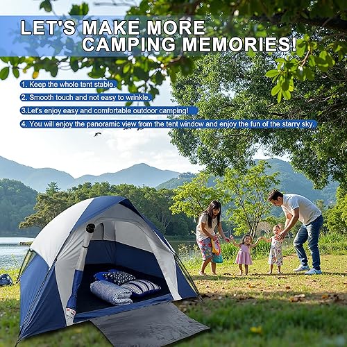 Miniatura 4 de XL Tienda de campaña con cúpula para 4 a 6 personas, doble capa impermeable, desmontable para senderismo al aire libre, pesca