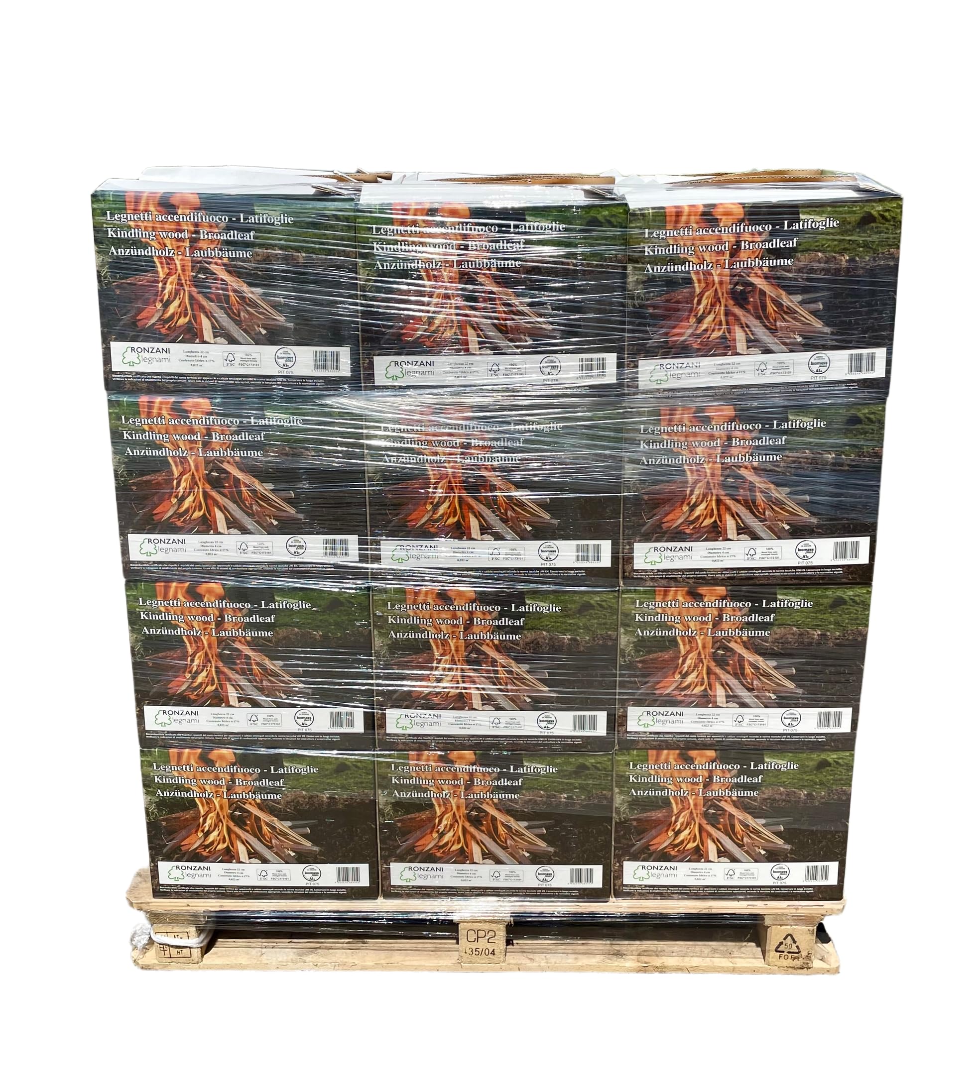 Legnetti Accendifuoco di Latifoglie - 22 cm - Certificati FSC e BiomassPlus - Naturali, Ecologici - Per Barbecue, Camini, Stufe e Forni - 100% legna secca e naturale - Bancale da 36 scatole