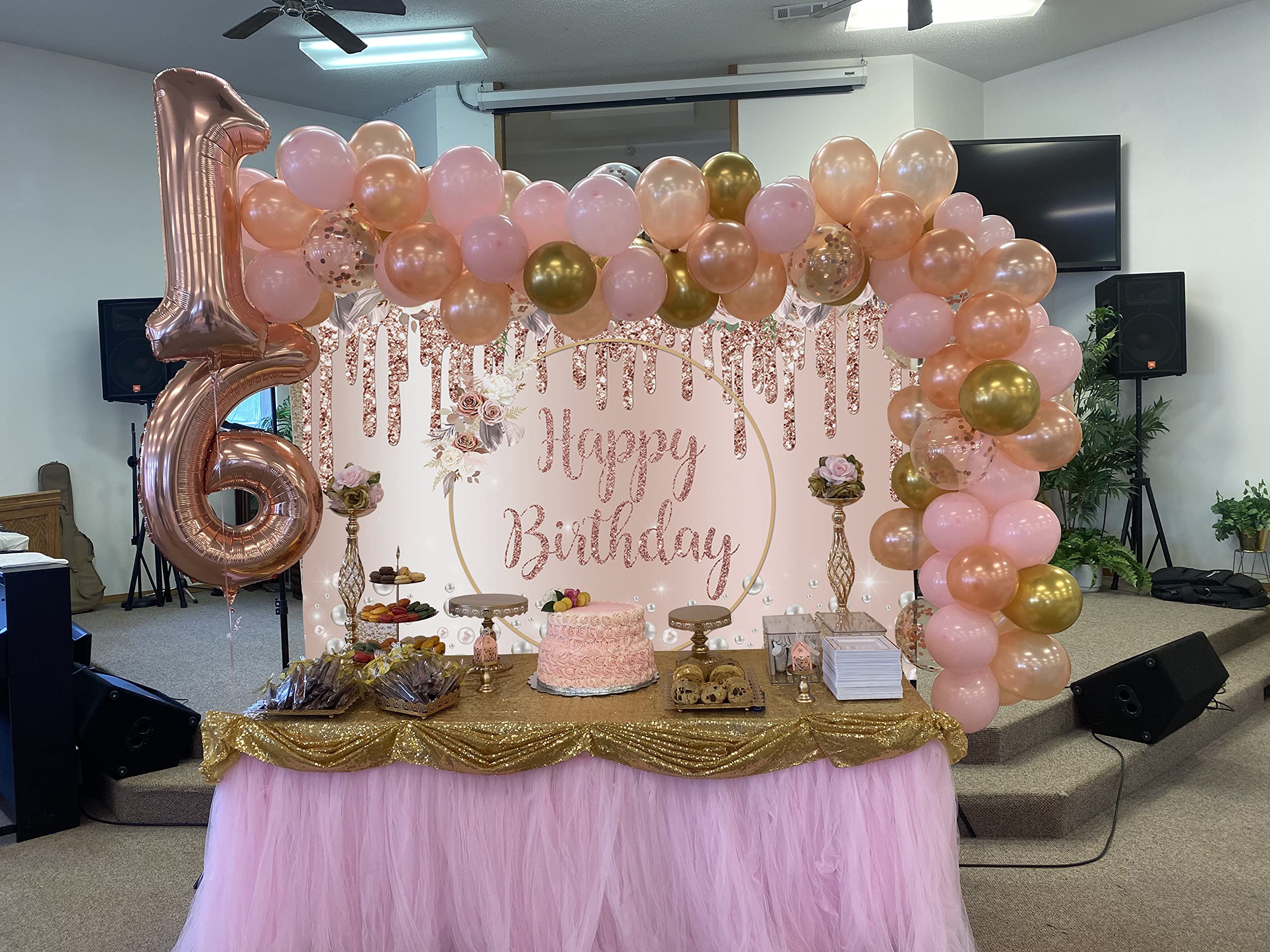 Toile De Fond Anniversaire Fille 300x200cm - Motif Or, Rose, Talons, Champagne - Vinyle, Pour Photo, Fête, Déco