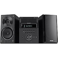 Sharp CD-BHS1050 350W 5-Disc Mini Shelf Speaker/Subwoofer System with Cassette and Bluetooth, AM/FM Digital Tuner, USB Port for MP3 Playback, 350W RMS Power Output and 875W Peak Power, Remote Included