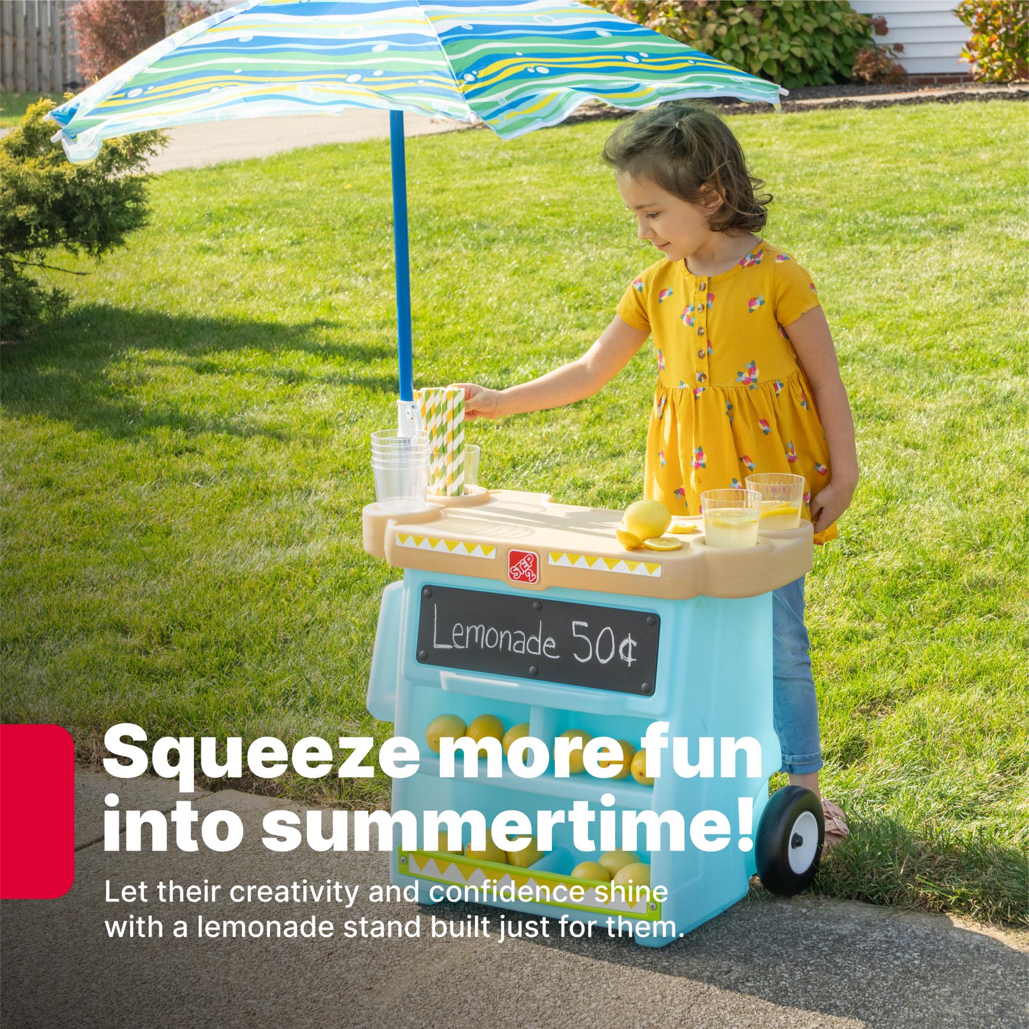 Step2 My First Lemonade Stand for Kids, Play Toy for Toddlers Ages 3+ Years Old, Durable, Easy Assembly, Blue