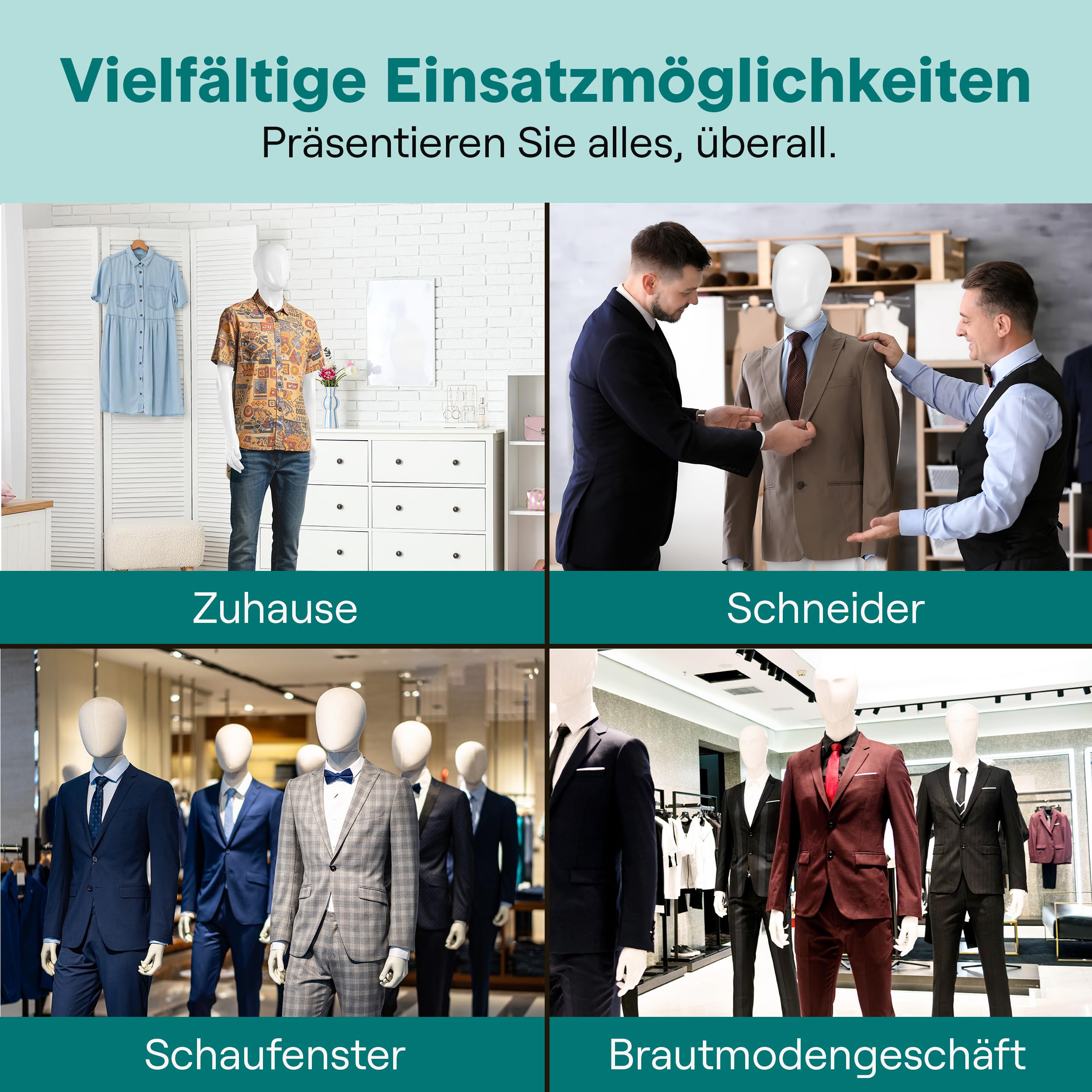 SereneLife 185 cm Große Männliche Schaufensterpuppe mit Verstellbarem Kopf, Flexiblen Gliedmaßen und Abnehmbarem Design – Ideal für Bekleidungsgeschäfte, Boutiquen, Ausstellungen und mehr