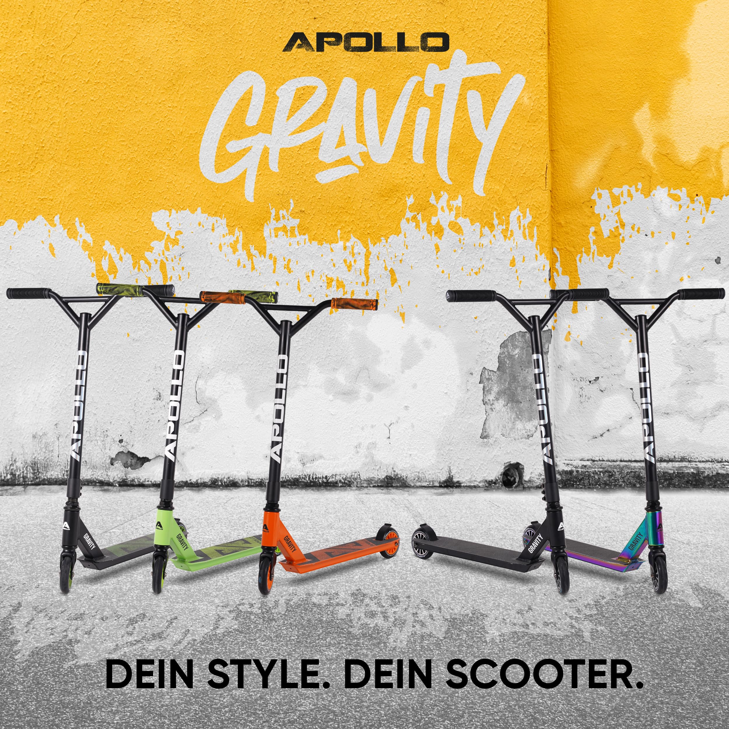 Apollo Stuntscooter Gravity - Fun-Kickscooter für Kinder und Teenager, Kinderroller, Trick Roller für Jungen und Mädchen ab 6 Jahren, Stunt Scooter auch für Beginner geeignet