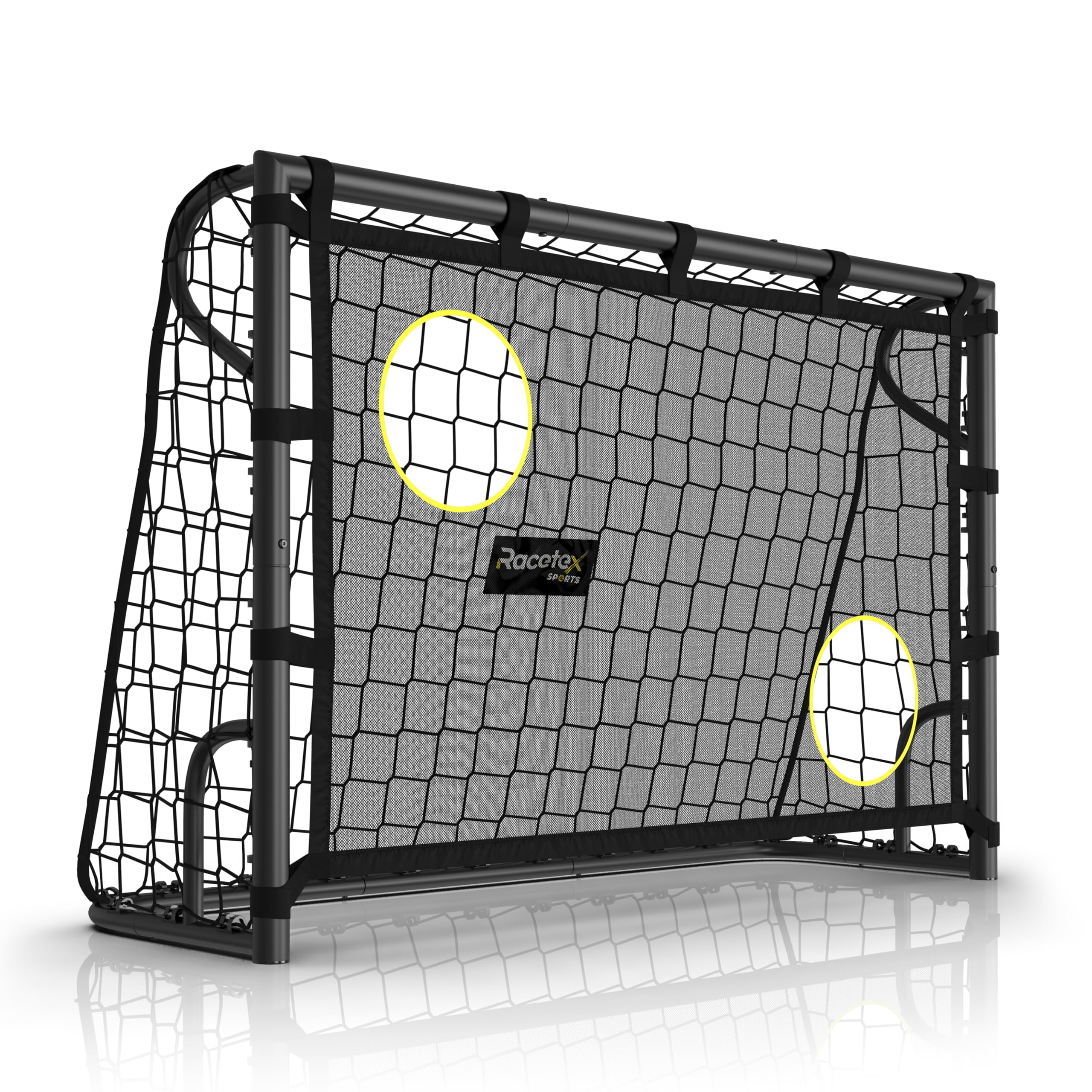 Racetex Portería de fútbol para jardín infantil [con puerta] – Portería de fútbol robusta para niños y adultos con marco de acero frontal y red de fútbol resistente a la intemperie – La portería de