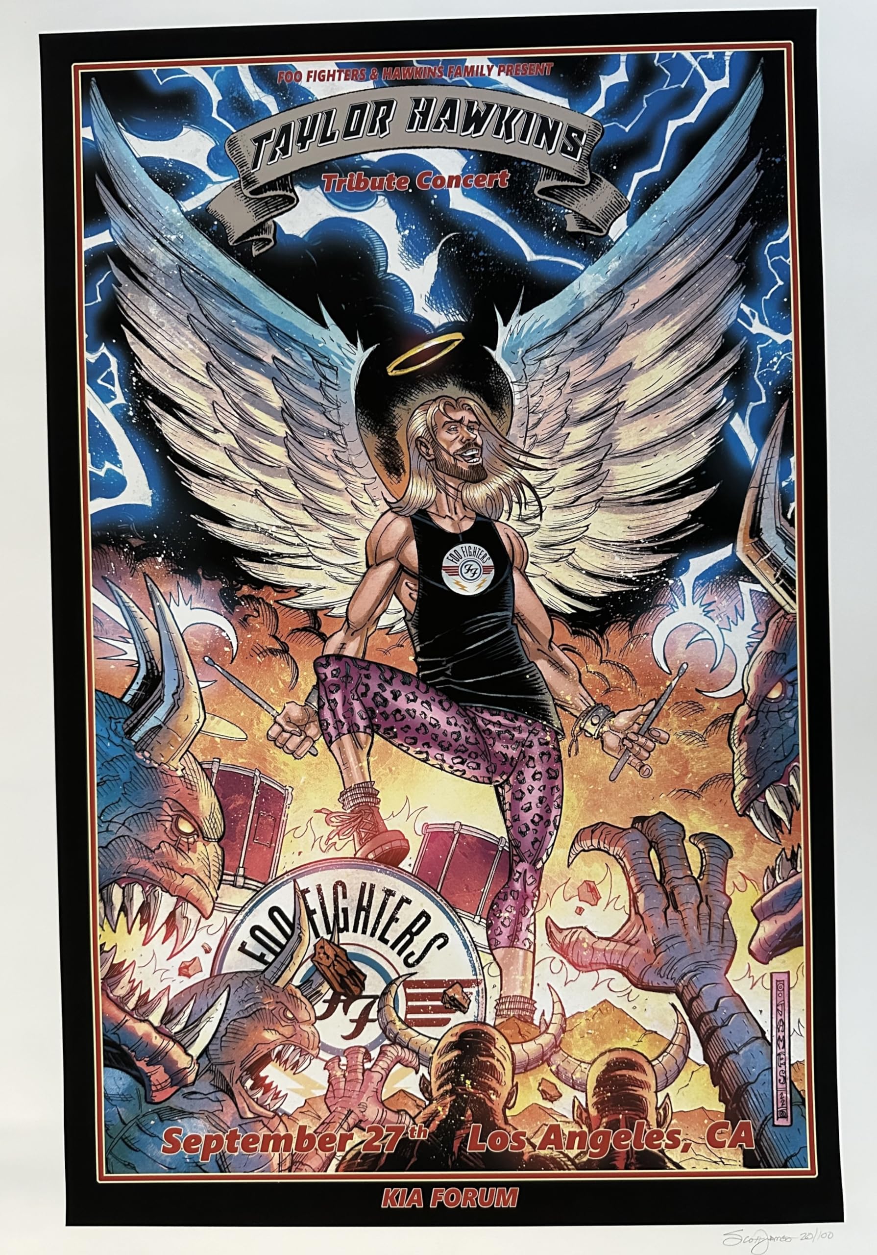 Affiche Foo Fighters cadeau idéal fan de rock poster signé Scott James