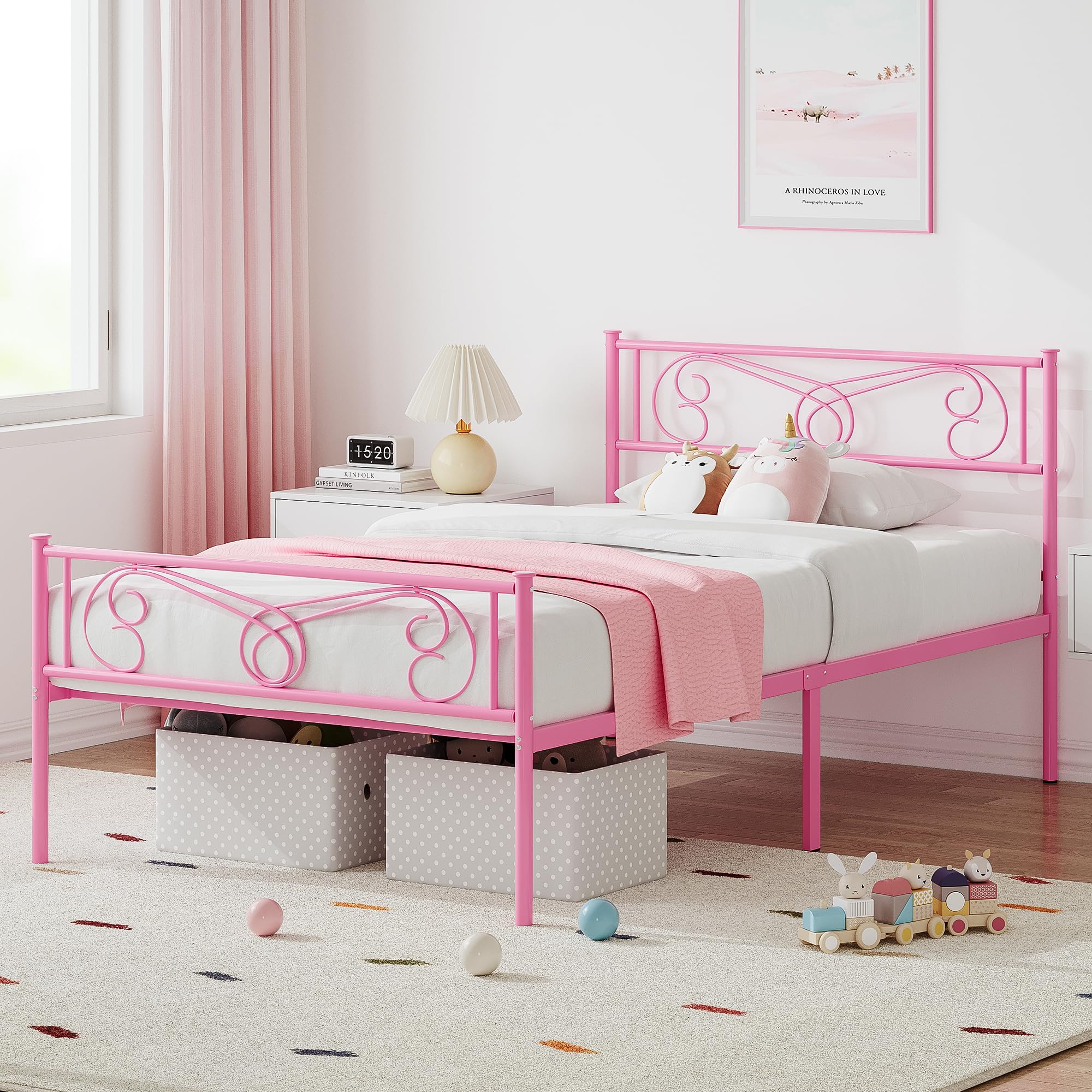 Amazon.com: SunnyFurn Twin Bed Frames for Kids, Metal Bed Frame
