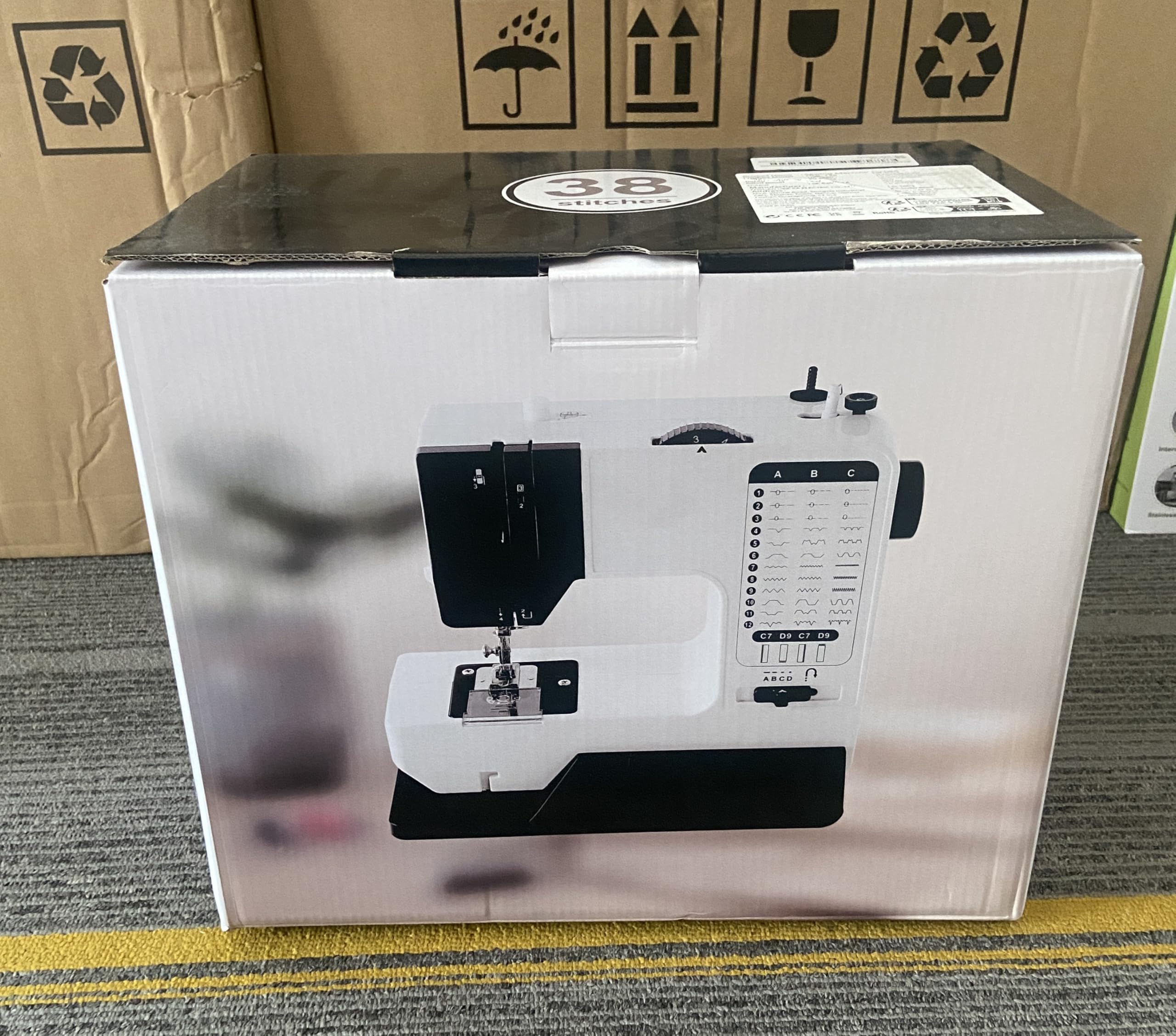 Nähmaschine für Anfänger und Kinder, 38 Stichprogrammen tragbare elektrische Nähmaschine, Sewing Machine Mini mit einstellbarer Geschwindigkeit mit Fußpedal & Nähset mit Verlängerungstisch