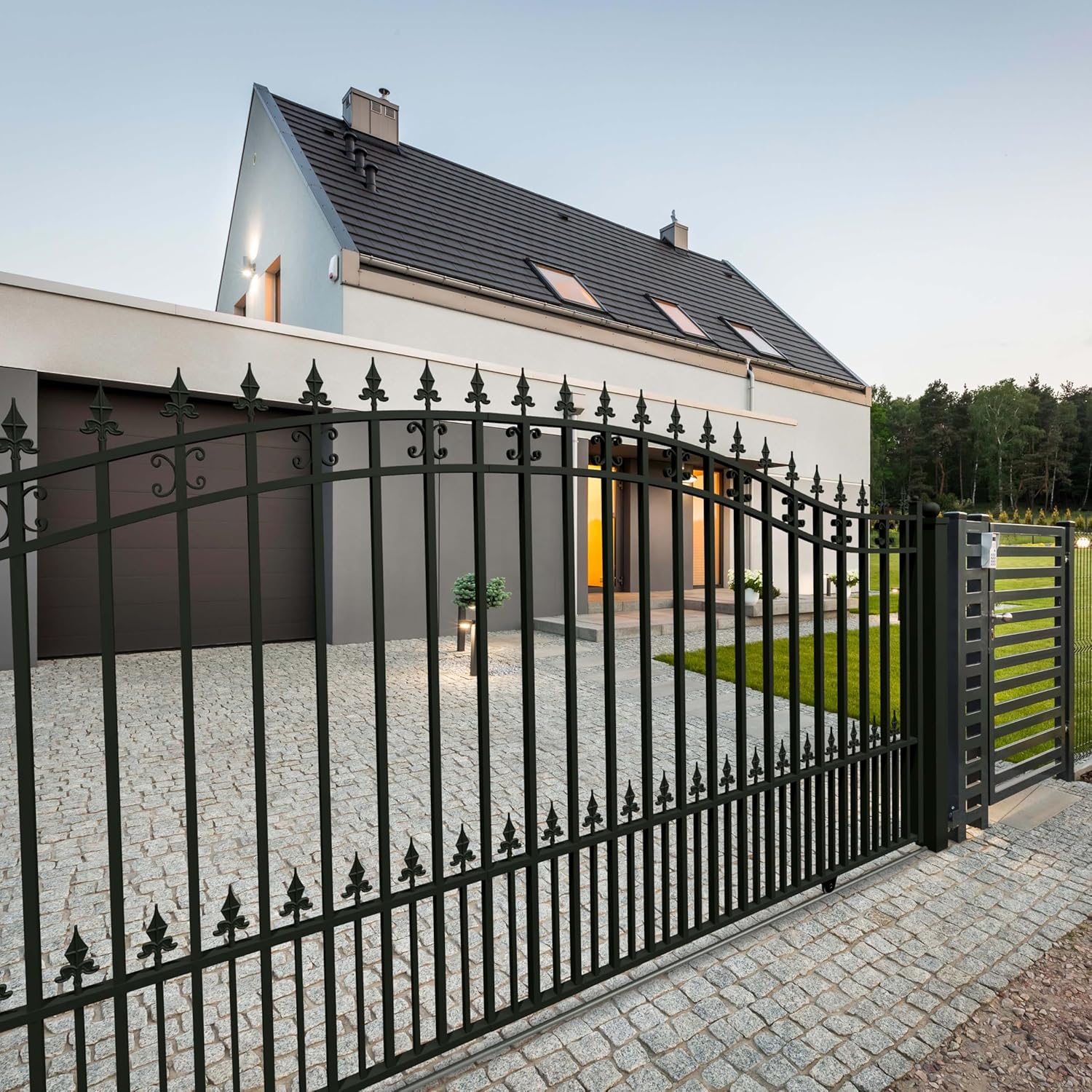 ALEKO 12x6 feet St. Louis Single Sliding Driveway Gate, Anti-Rust Galvanized Steel Security Fence Barrier - DG12STPSSL