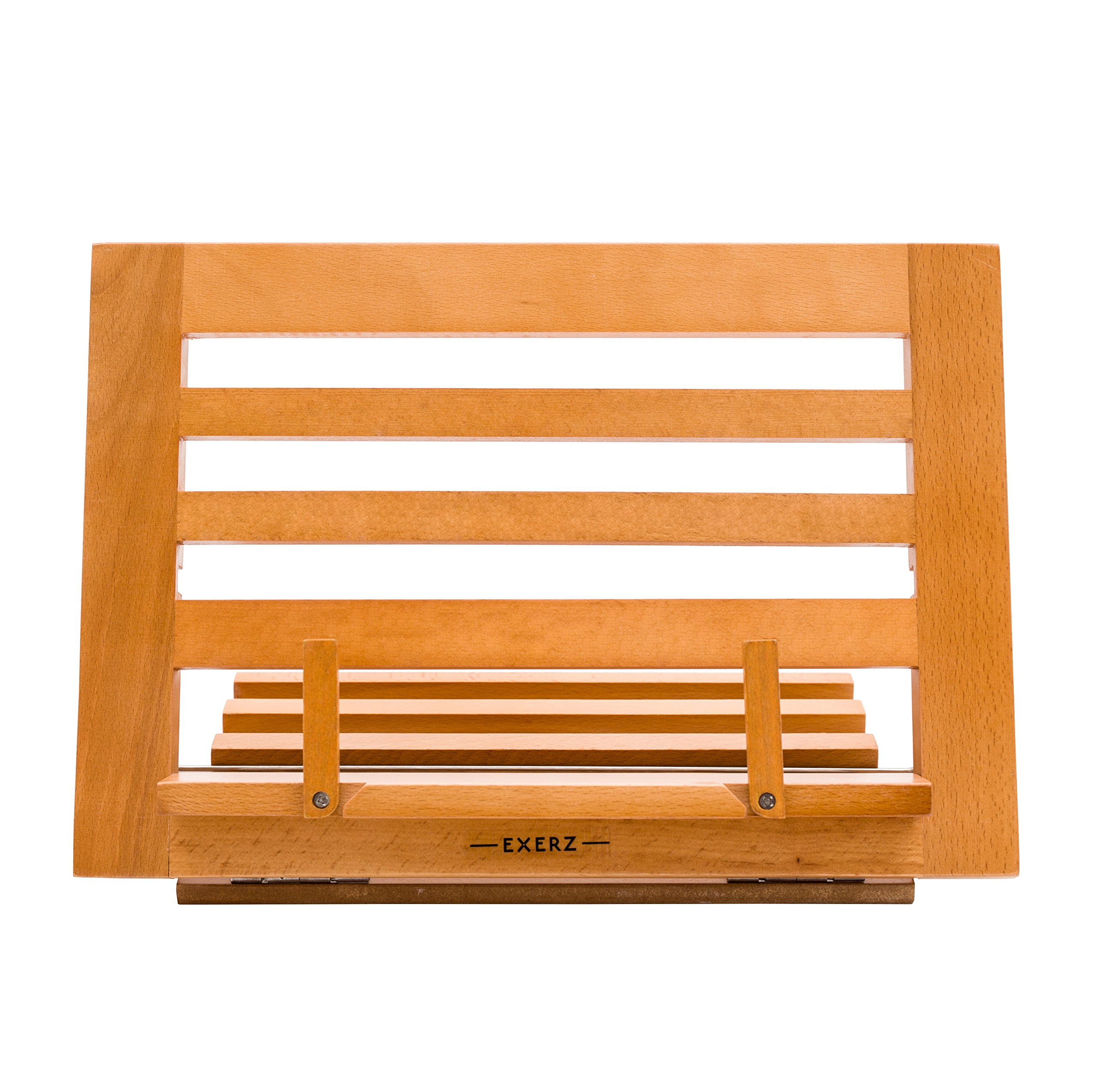 Exerz Leggio in Legno da Riposo per Libri e Ricattari – Qualità Premium/Regolabile/Ideale per Libri iPad Tablet – 34 x 24 x 2 cm (Di legno)