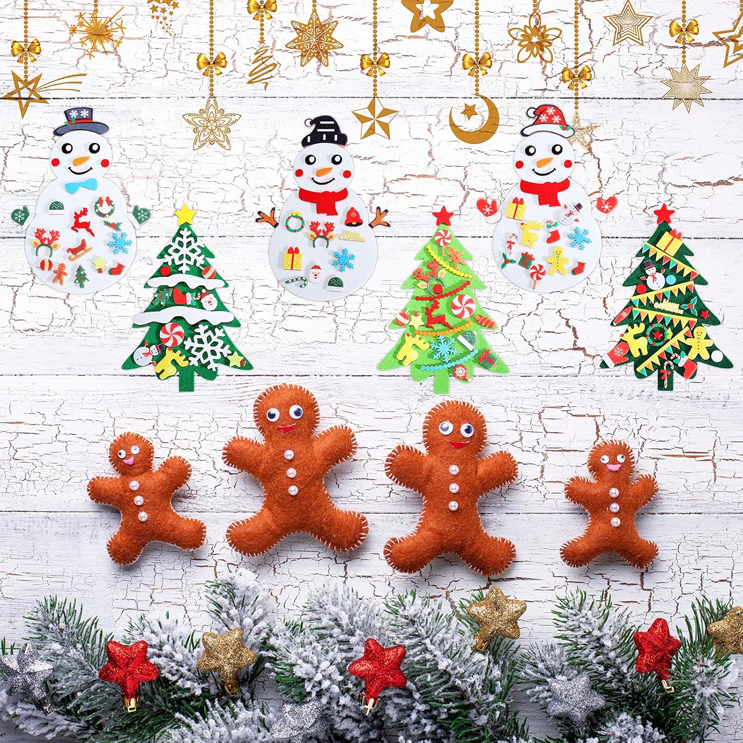 18 Sets DIY Felt Christmas Tree and Snowman Set Crafts Felt Kids Christmas Tree on The Wall Christmas Crafts for Kids Making Crafts Christmas Tree Fun Home Activities : Toys & Games