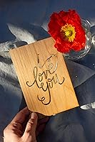 Vista 5 de Tarjeta de madera con texto en inglés "I Love You" (regalos personalizados, mensaje personalizado, aniversario, boda, cumpleaños, solo porque sí)