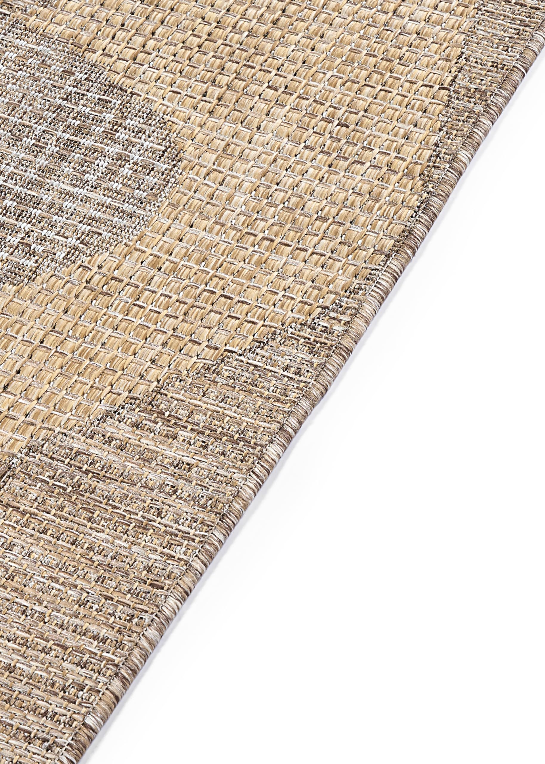 TAPISO Yucana Tapis d'Extérieur Tissage Plat Robuste Résistant aux Rayons UV Imperméable Tapis Intérieur & Extérieur Balcon Terrasse Marron Crème Motifs Abstraits Moderne 160 x 230 cm