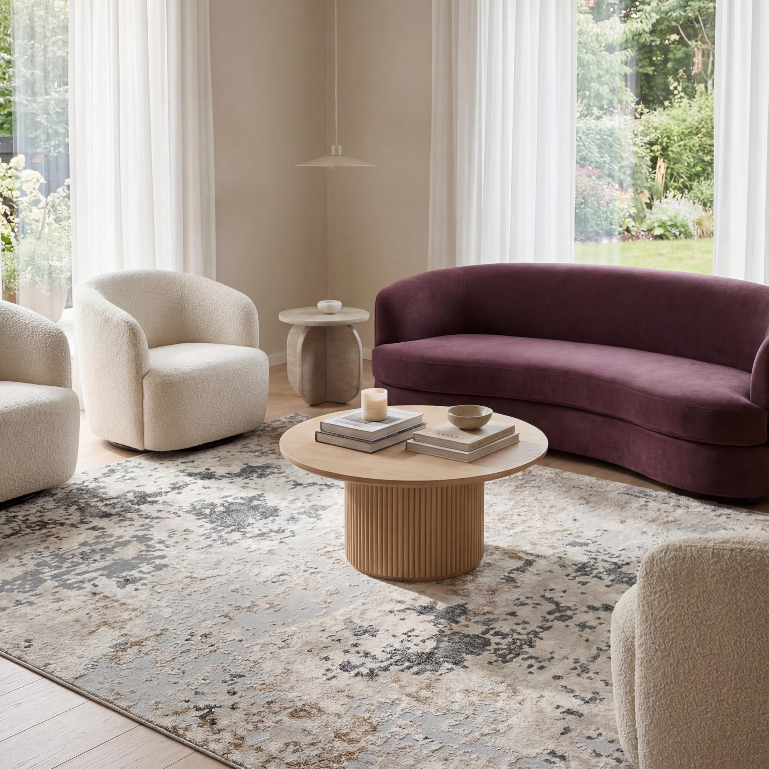 nuLOOM Chastin Modern Abstract Area Rug - 5x8 Area Rug Modern/Contemporary Beige/Grey Rugs for Living Room Bedroom Dining Room Kitchen