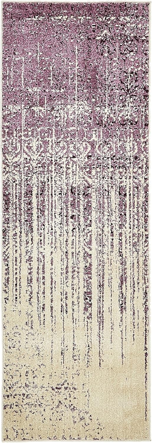 Unique Loom Del Mar Collection Area Rug - Jennifer (2' x 6' 1" Runner, Purple/ Ivory)