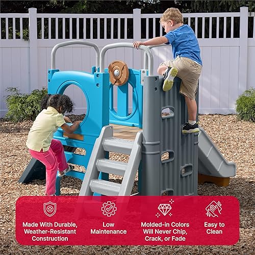 Miniatura 3 de Step2 Scout & Slide Climber, juego para niños al aire libre, juego de patio trasero, tobogán, pared de escalada, túnel, gimnasio de selva