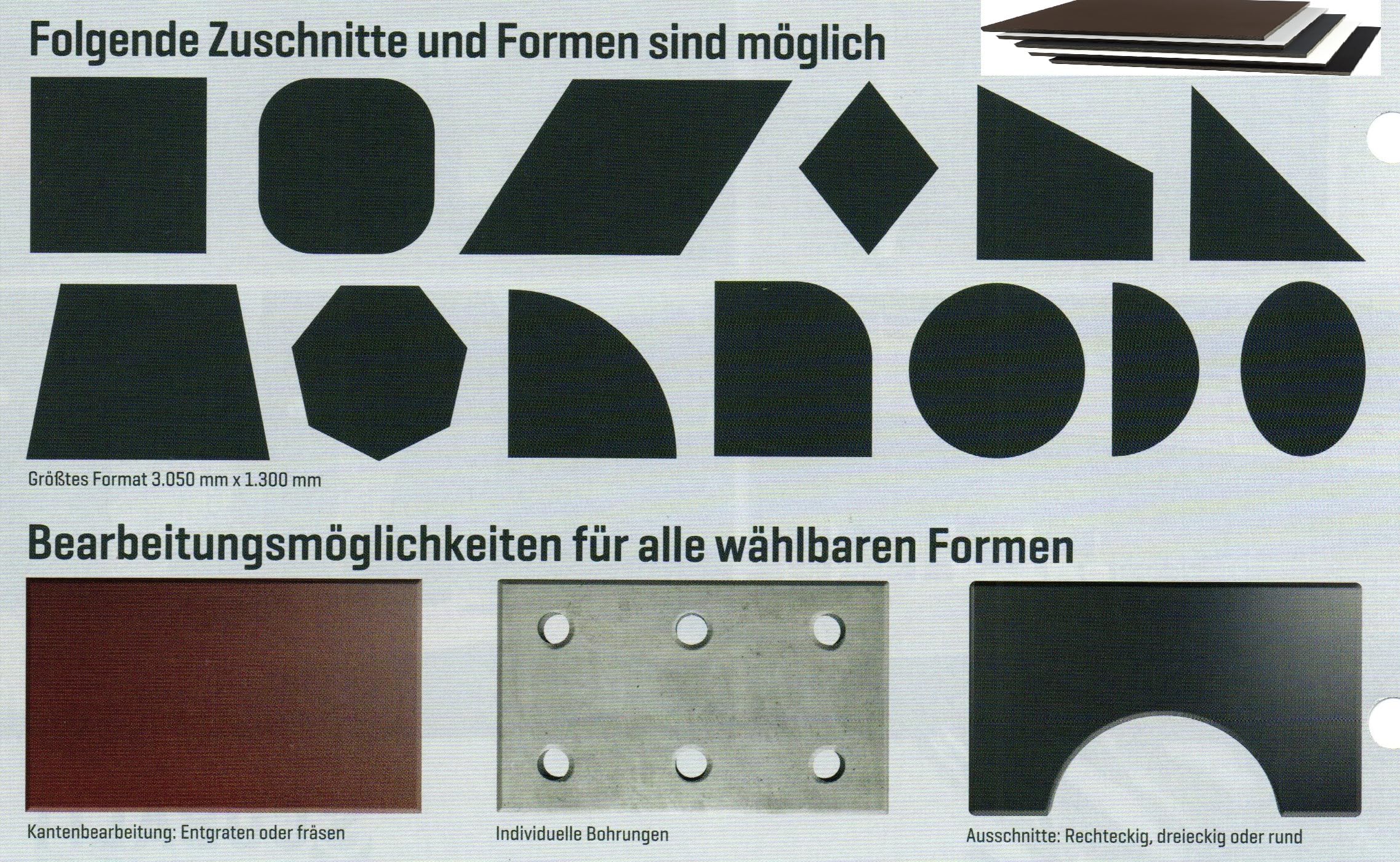 HPL - Baukompaktplatte - Plattenmaß 3050 x 1300 mm - für den Innenbreich und geschützten Außenbereich - Plattenstärke 6 mm - Preis Euro ab 42,00/m² - Zuschnitte auf Anfrage (anthrazit - RAL 7016)