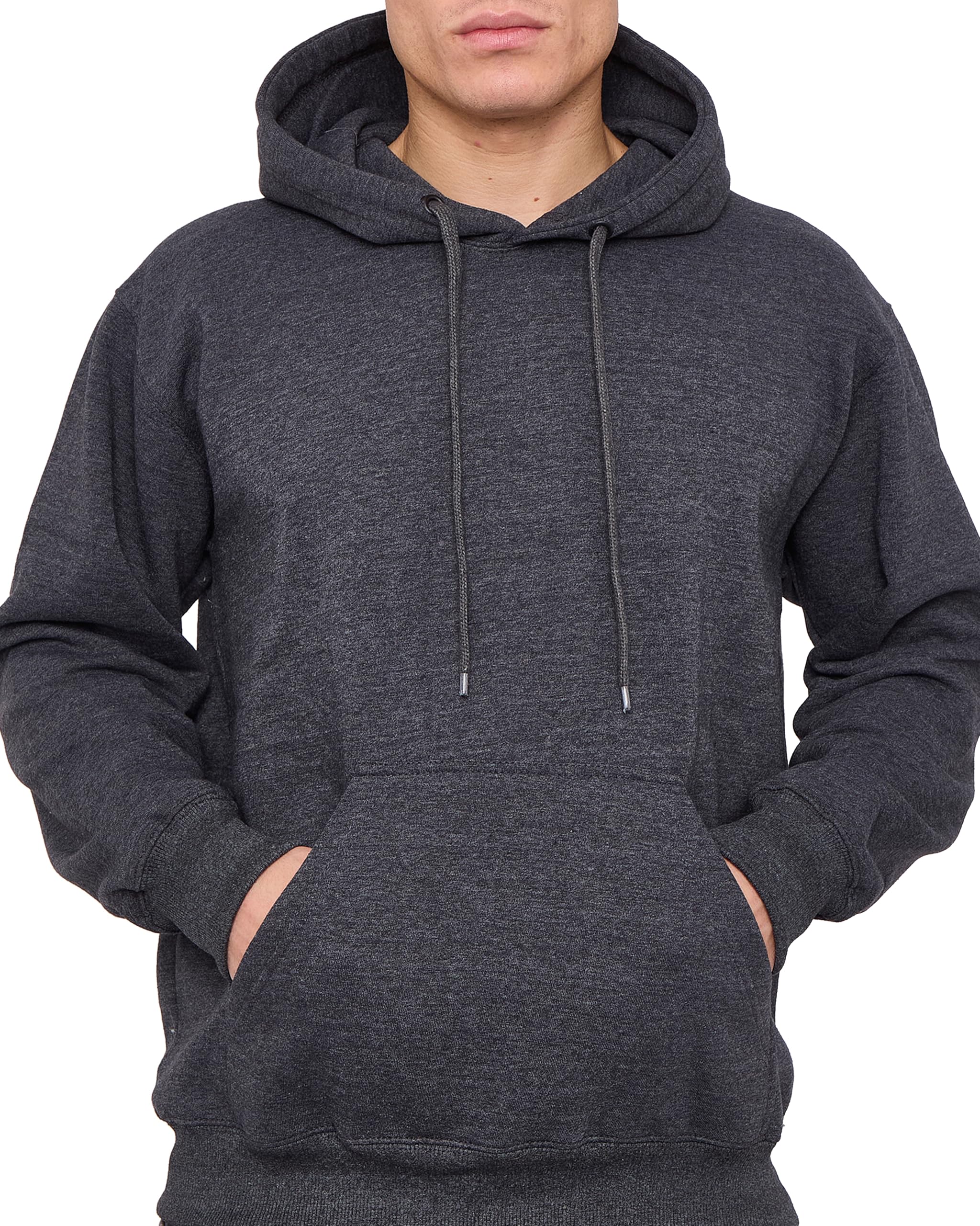 Label Apparel Men's Charcoal Pullover Fleece Hoodie 300Gsm Sweatshirt Plain Hoody Work Hooded Jumper Ribbed Cuff Long Sleeve Pull Over Top, 4XL