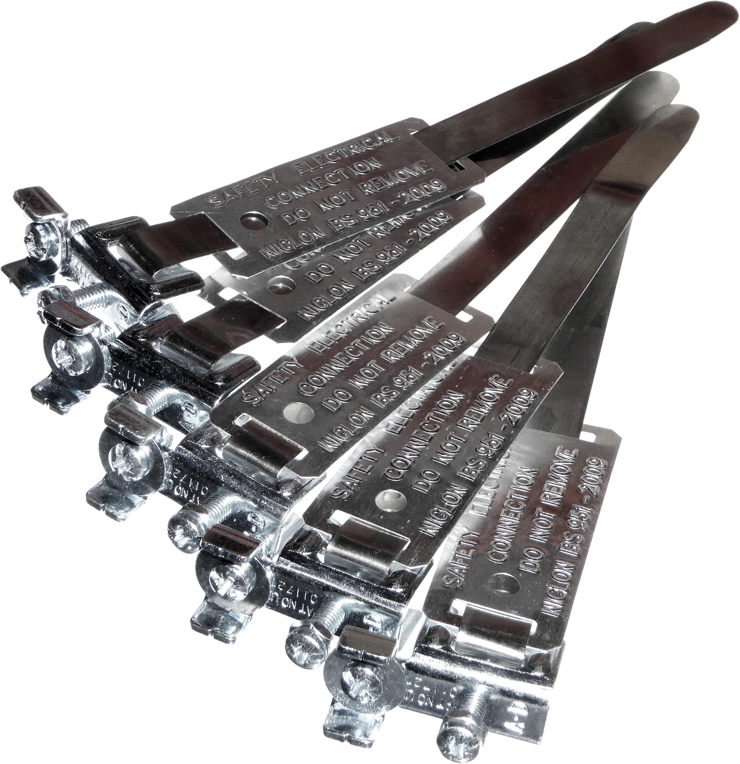 5 Pack - Adjustable Earth Bonding Straps Clamps EC14 for 12 - 32mm Pipes - Terminal Size A-D
