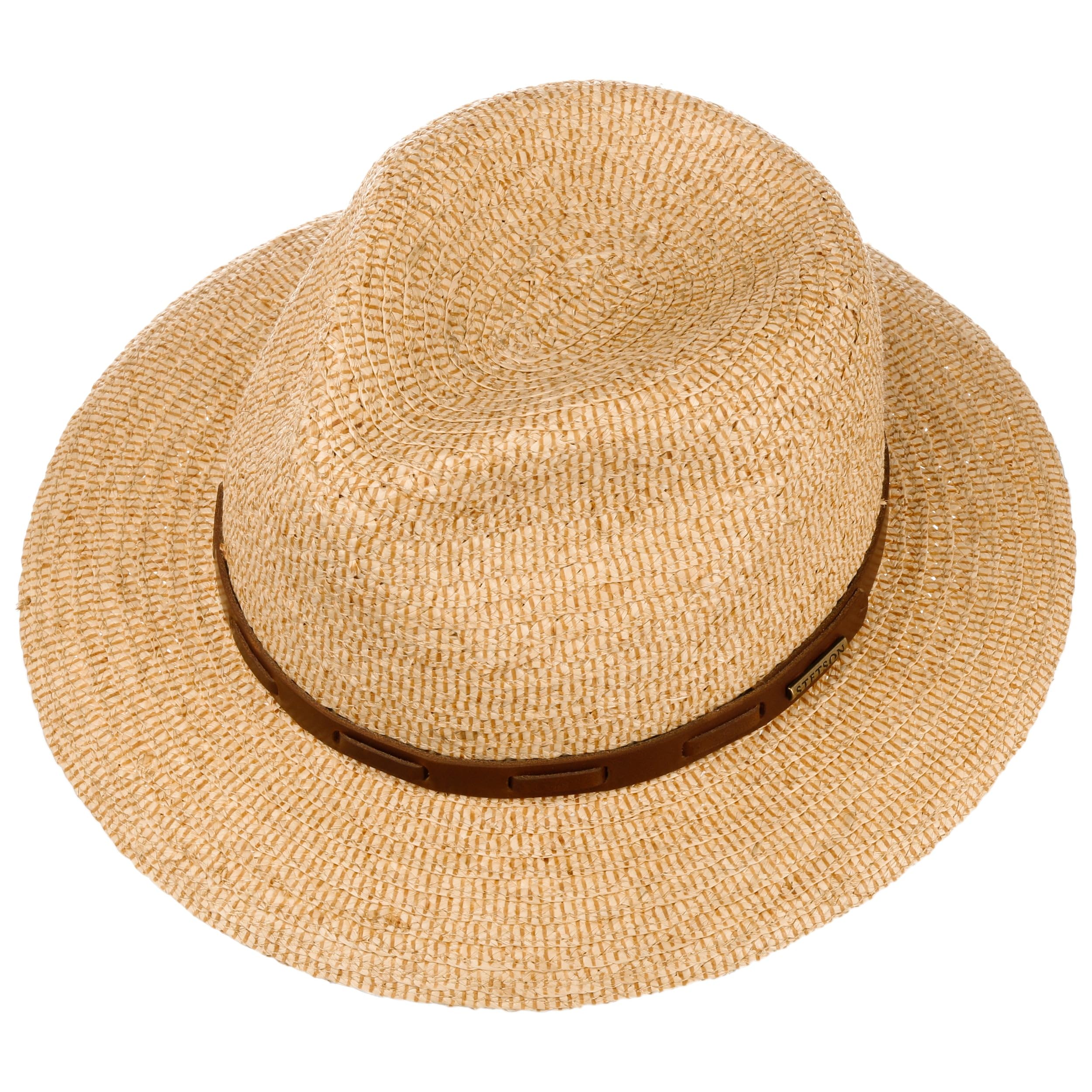 Stetson Letivo Traveller Raffiahut Hut mit Ledergarniturband Klassisch UV-Schutz Damen Herren Frühjahr Sommer