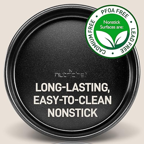 Miniatura 7 de NutriChef Juego de 6 moldes antiadherentes para hornear, acero al carbono negro con revestimiento antiadherente de alta calidad, incluye bandejas