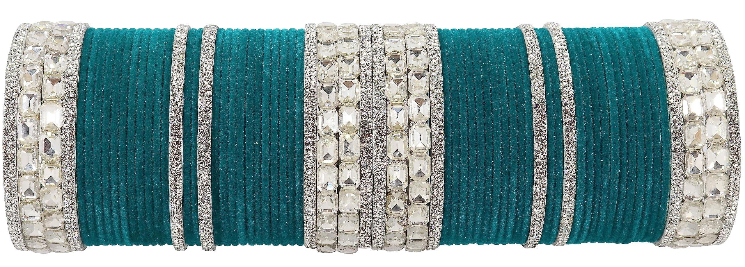 NMIIMetal with Zircon Gemstone and Velvet Adorned Bangles Set For Girls and Women I Traditional Bangle Set, Wedding Bangle Set I Pack of 68 Bangles