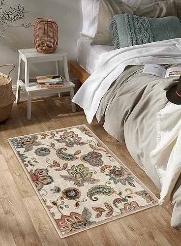 Miniatura 22 de Morebes Alfombras florales para puerta de entrada interior, alfombra pequeña de 2 x 3 pulgadas, antideslizante, alfombras de cachemira lavables