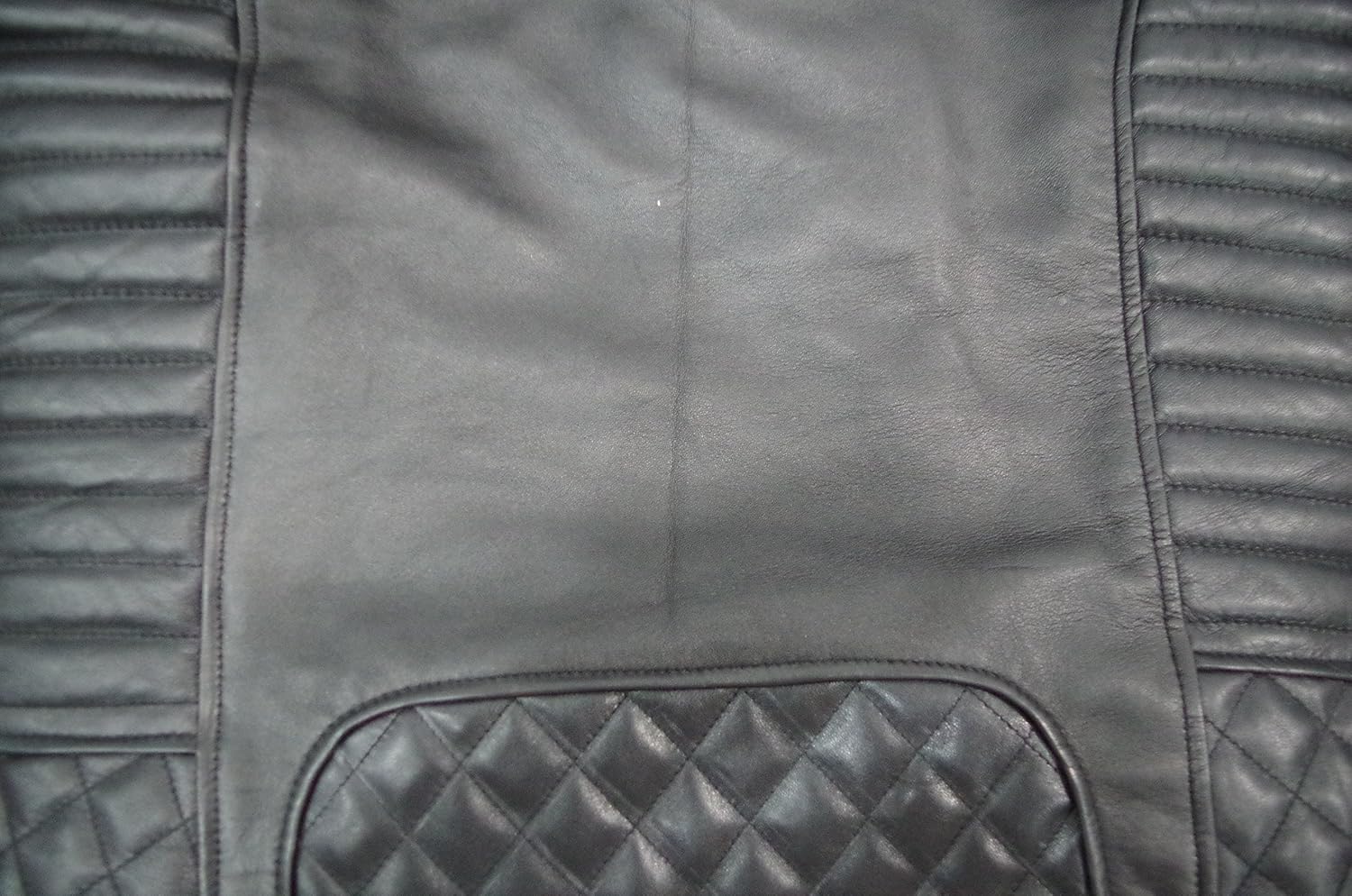 Diamond Quilted Slim Fit Black Biker Sheepskin Leather Jacket