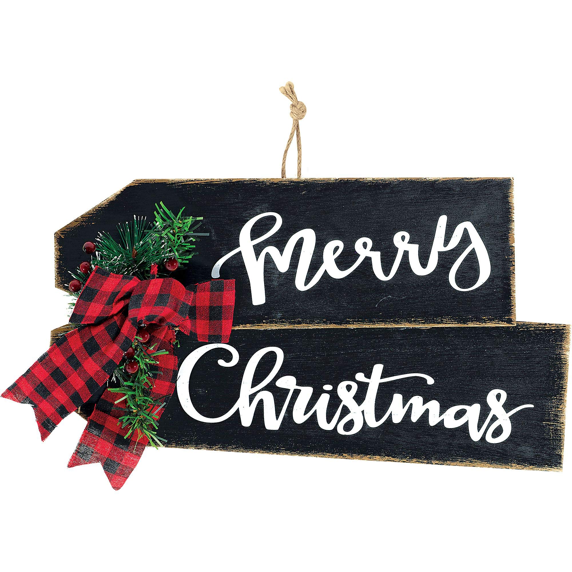 amscan 242545 Rustic Merry Christmas Hanging Sign-MDF 39cm x 22cm-1 pc