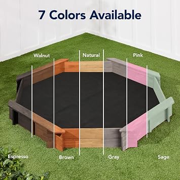 Best Choice Products Large Wooden Octagon Sandbox w/Lid for Kids, Espresso