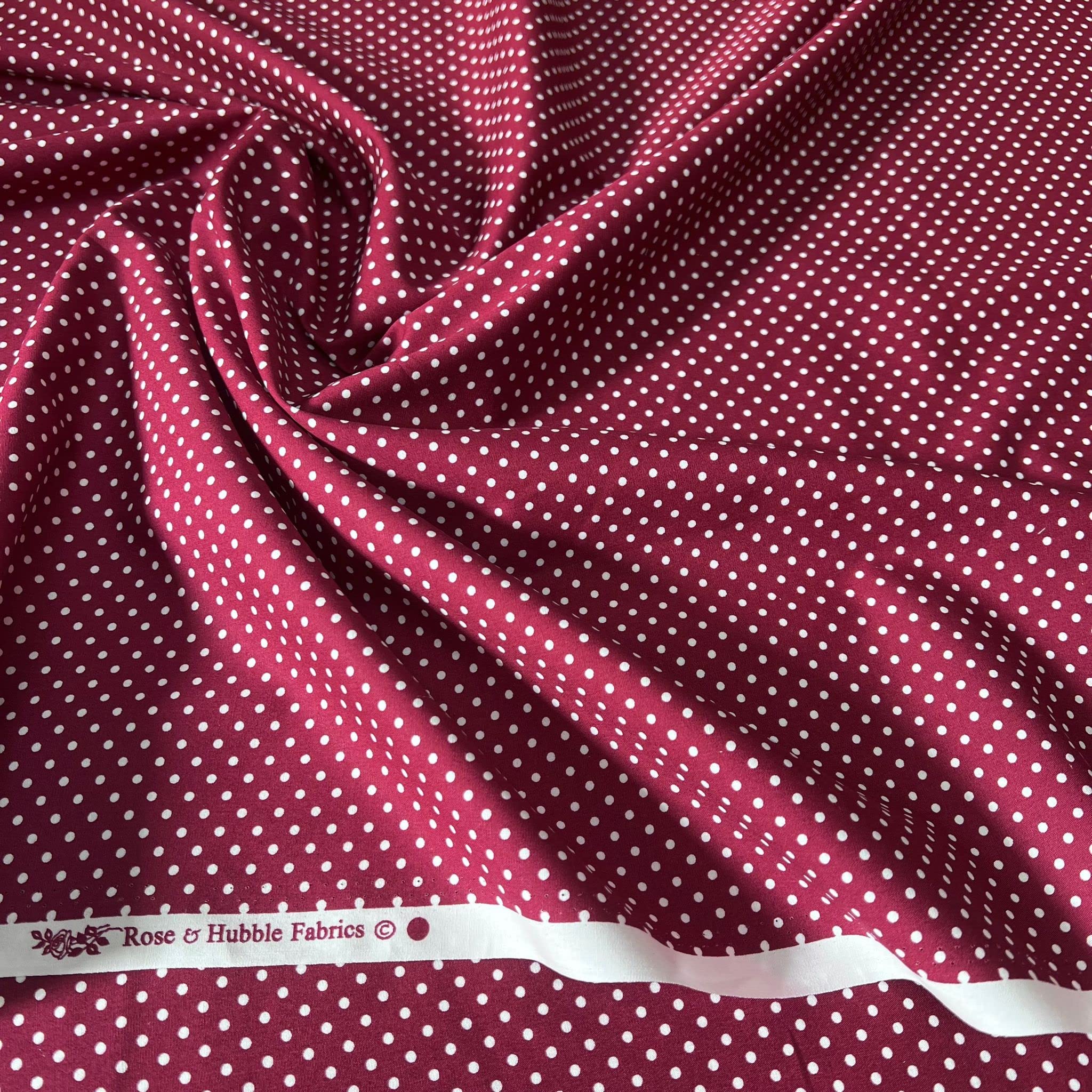 100% Cotton 3mm Polka Dot * Rose & Hubble * Superior Poplin Fabric 113cm Wide (Wine) (Fat - Quarter)