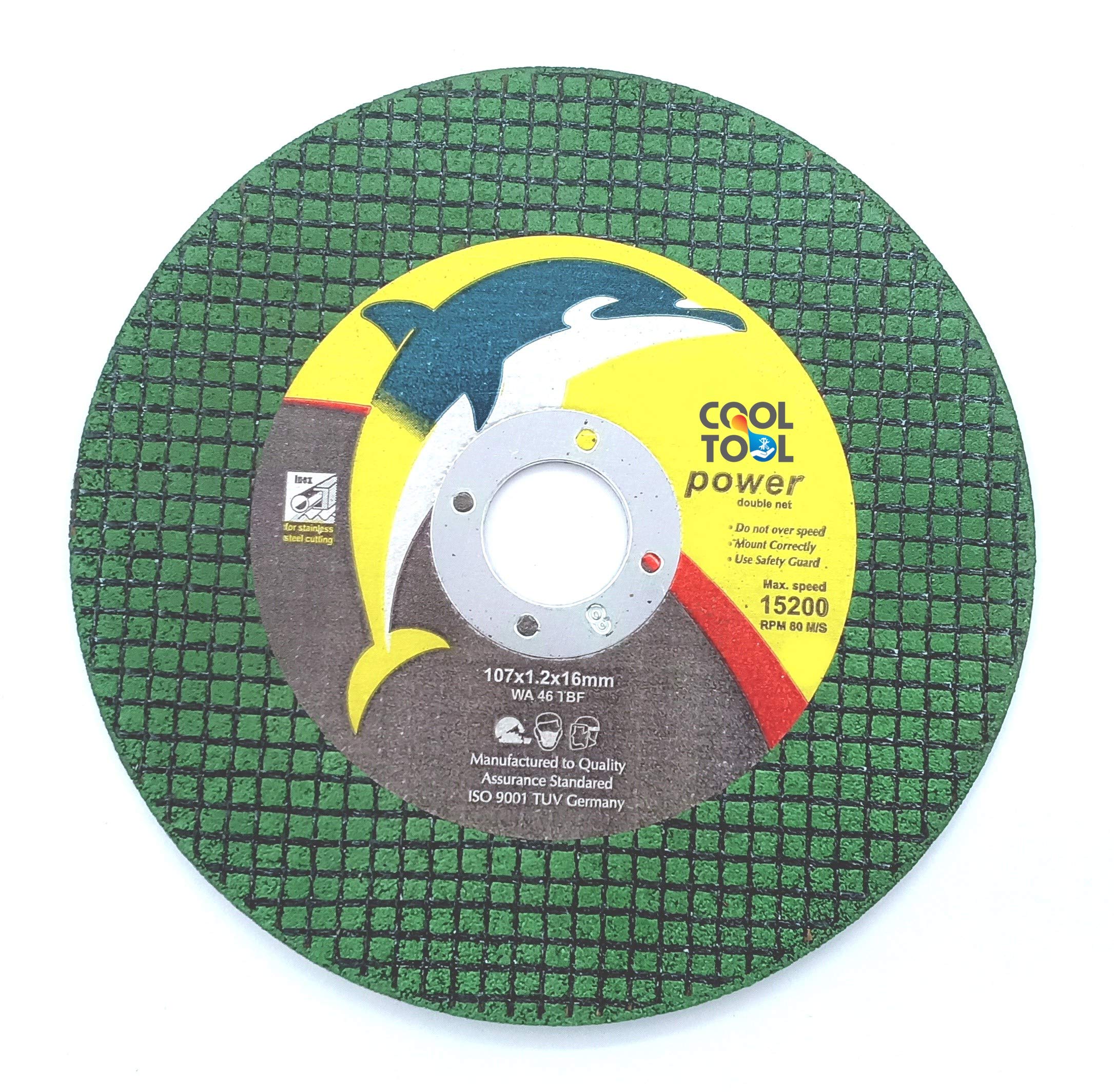 CoolTool 4”- Inch Double Net Cut Off Wheel 107 X 1.2 X 16 Mm, Green. (Pack of 50)