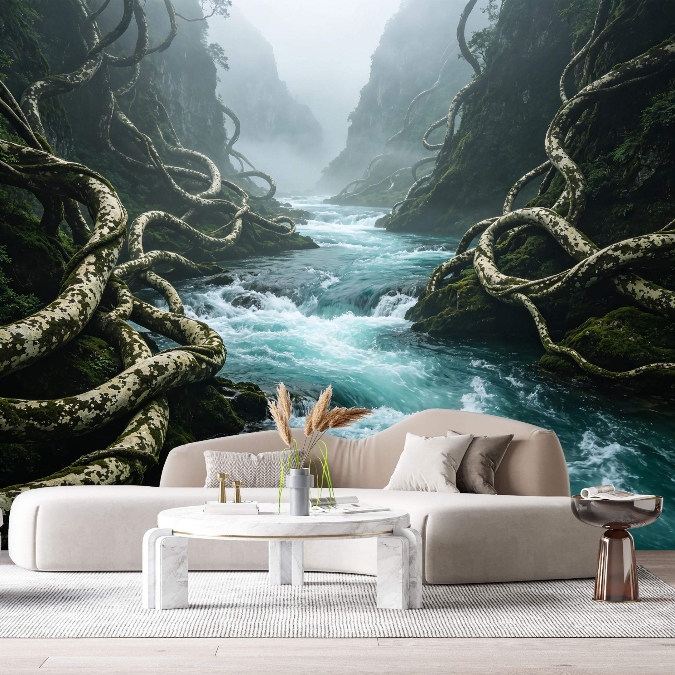 Custom Size Wall Murals Tropical Jungle River Mist Mountain Vines 3D SelfAdhesive Wall Fabric Removable Large Wallpaper for Photo Living Room Interior Decor 168